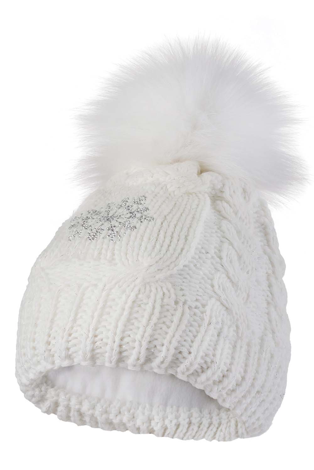 Czapka z Futrzanym Pomponem - Biała