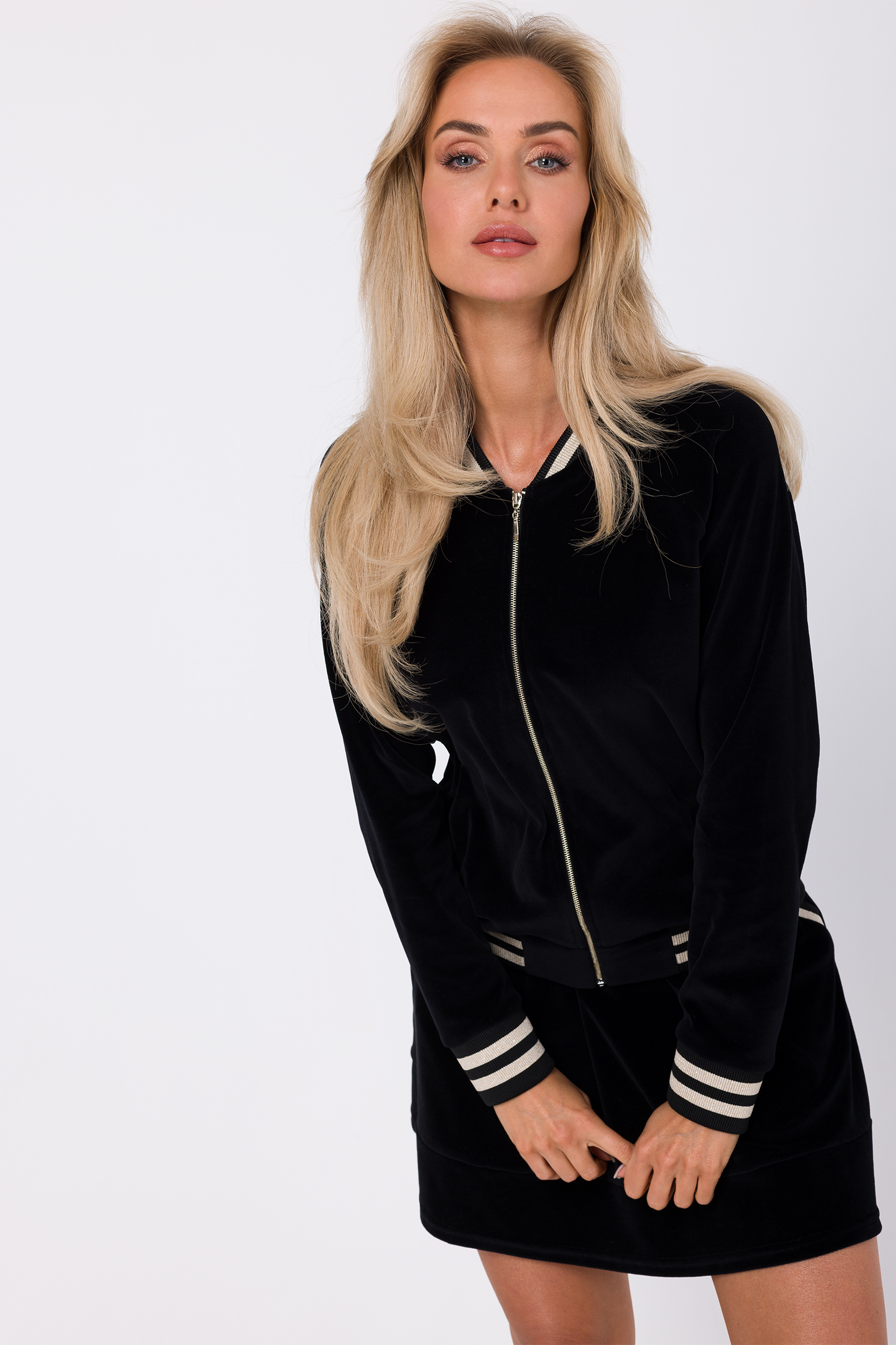 Bluza Bomberka z Weluru - Czarna