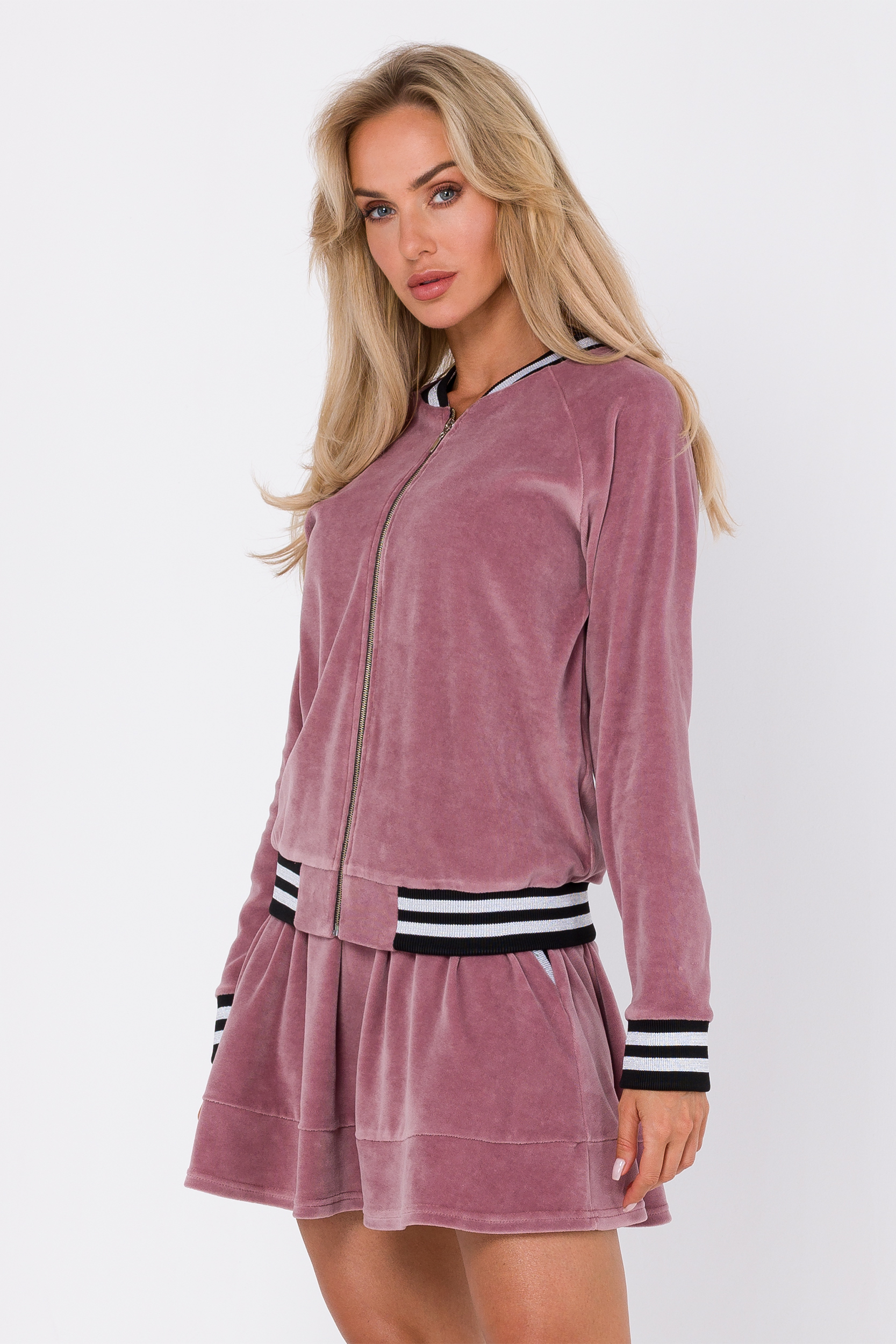 Bluza Bomberka z Weluru - Różowa