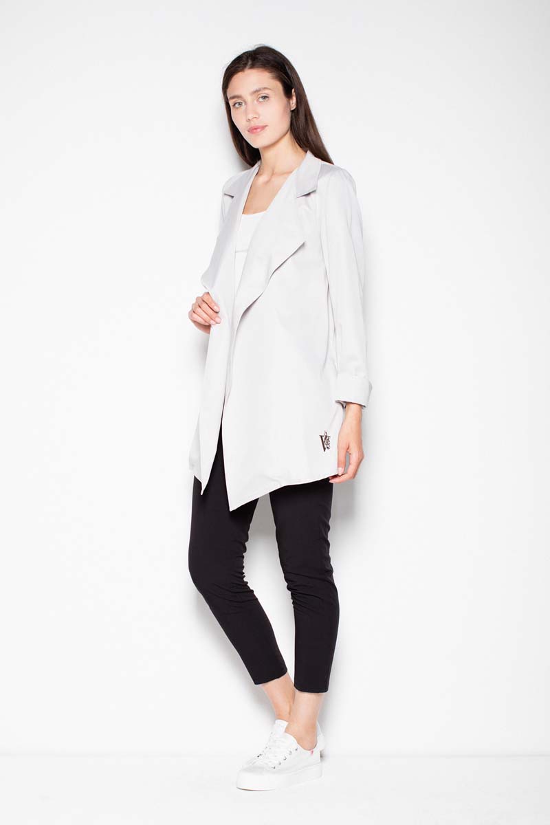 Szary Lekki Płaszczyk bez Zapięcia