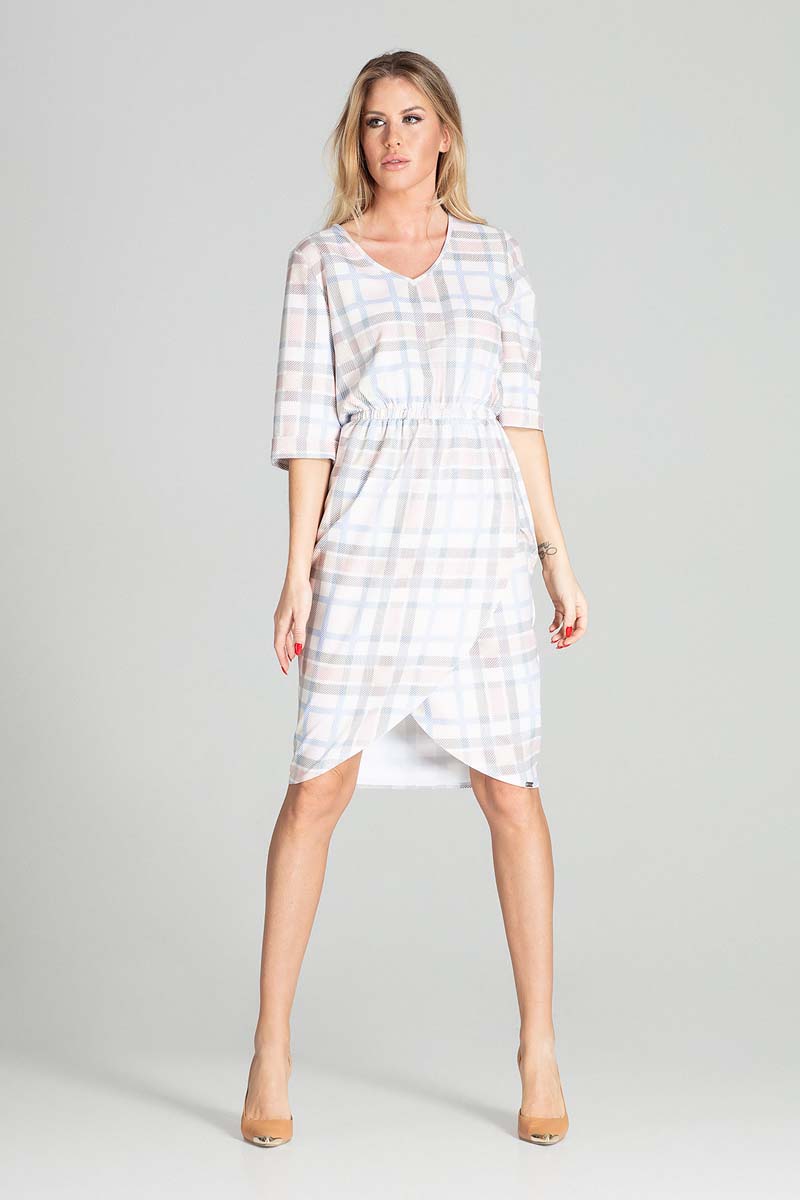 Sukienka Midi z Kopertowym Dołem - Wzór 111