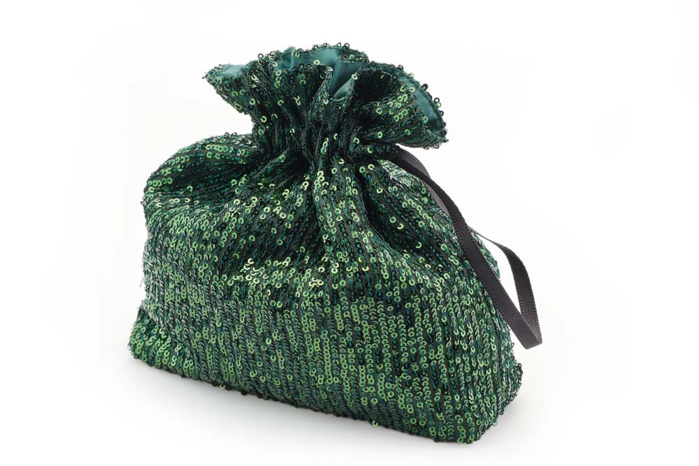 Torebka Sakiewka z Cekinami - Zielona