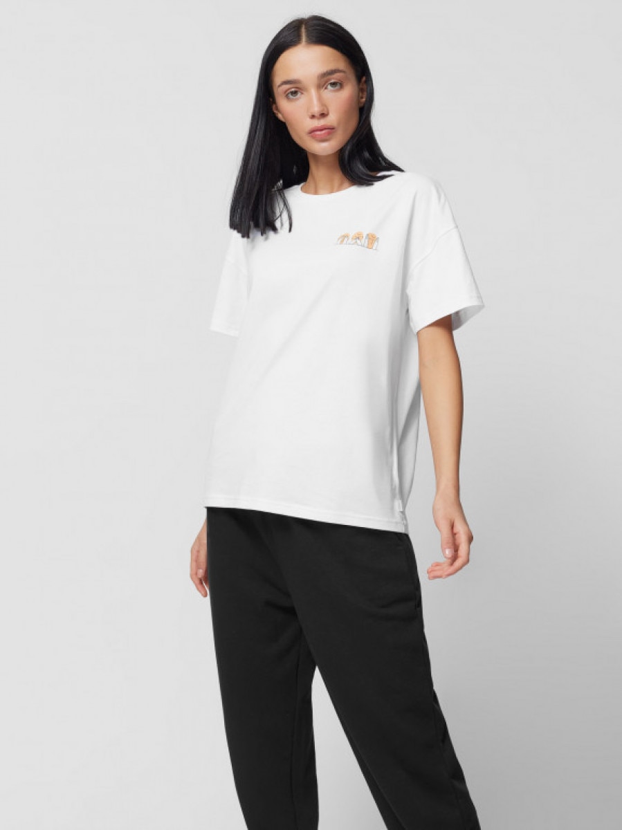 T-shirt z nadrukiem damski - biały