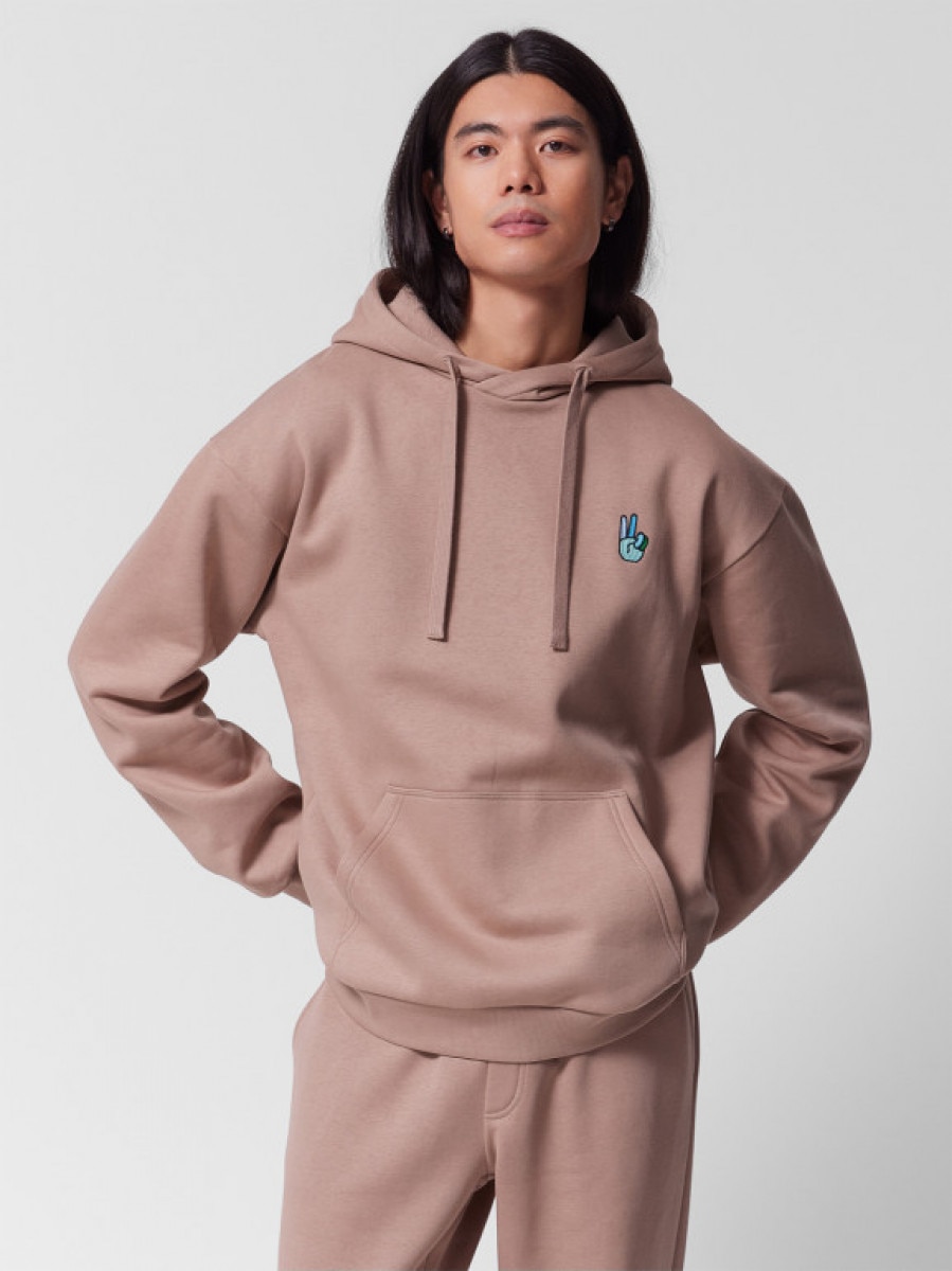 Bluza nierozpinana z kapturem męska - brązowa