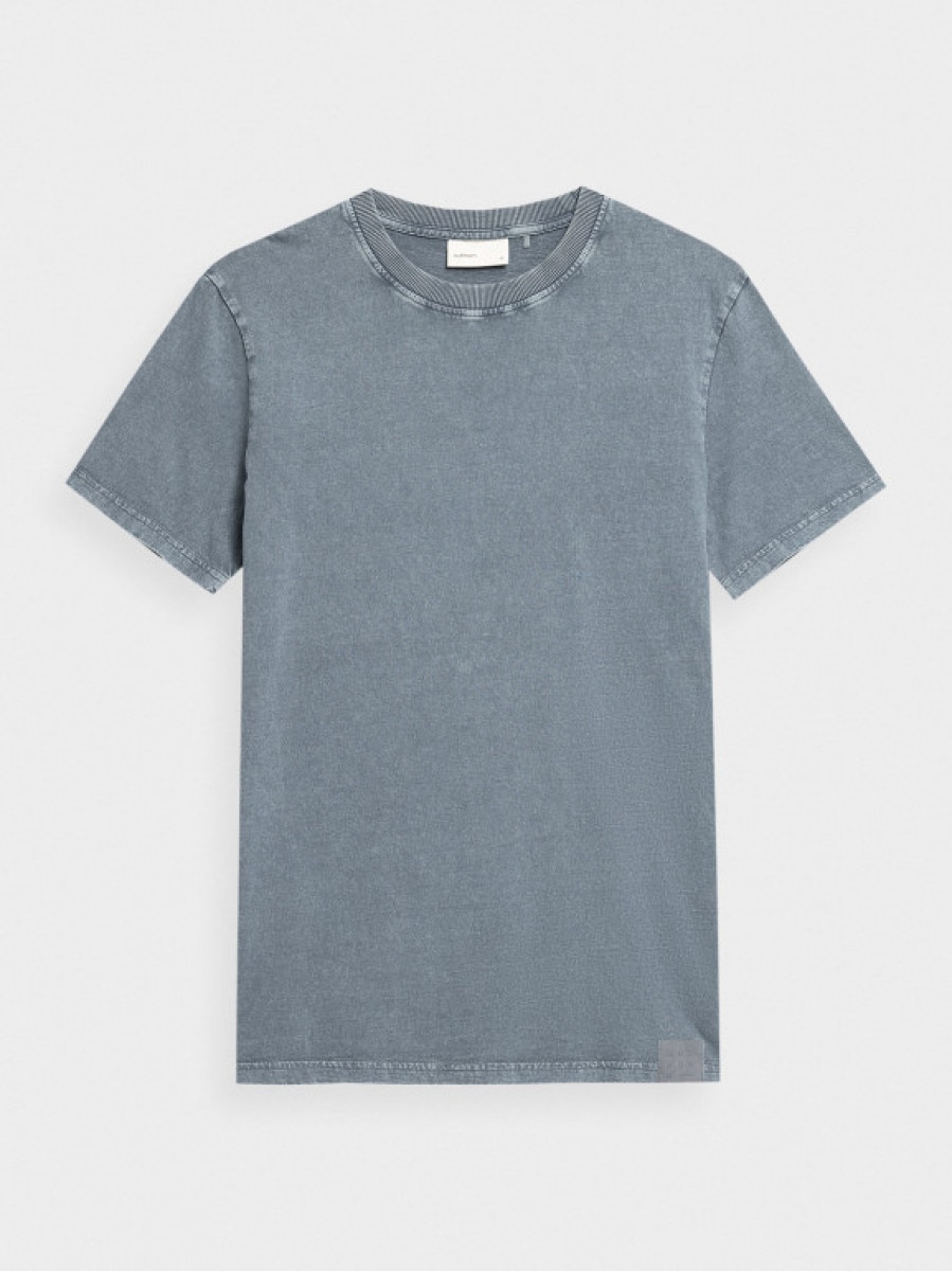T-shirt acid wash męski - niebieski