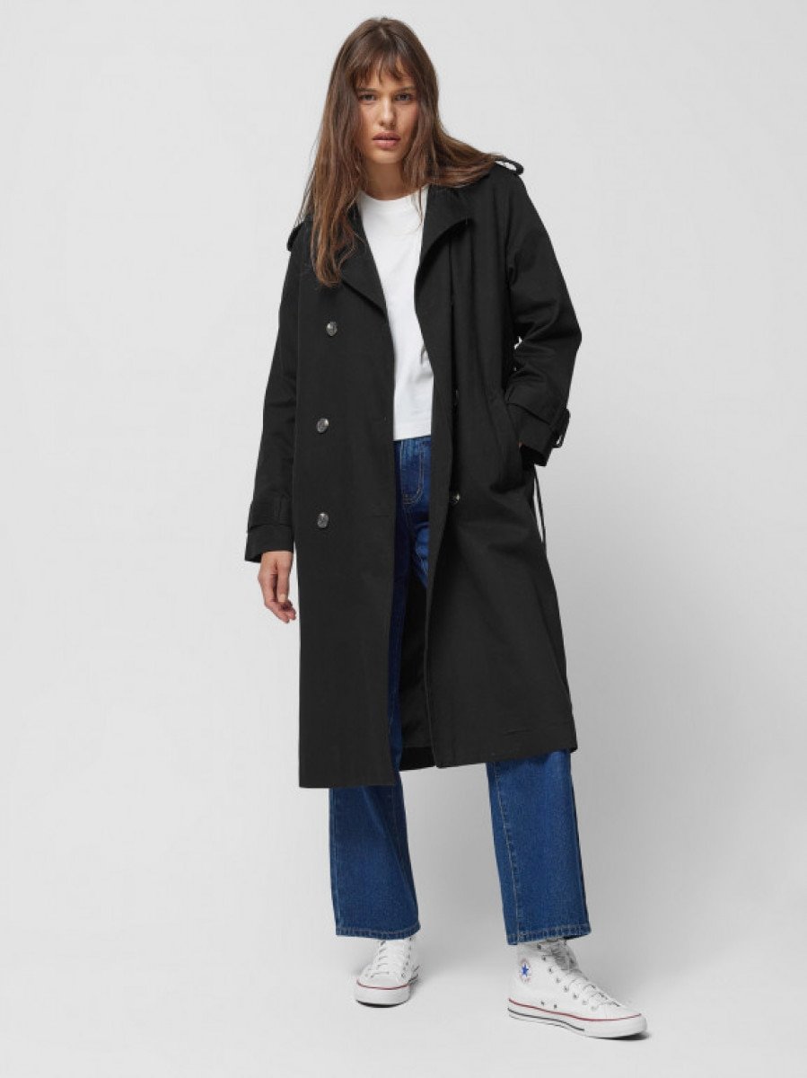 Klasyczny długi trencz uniseks - czarny