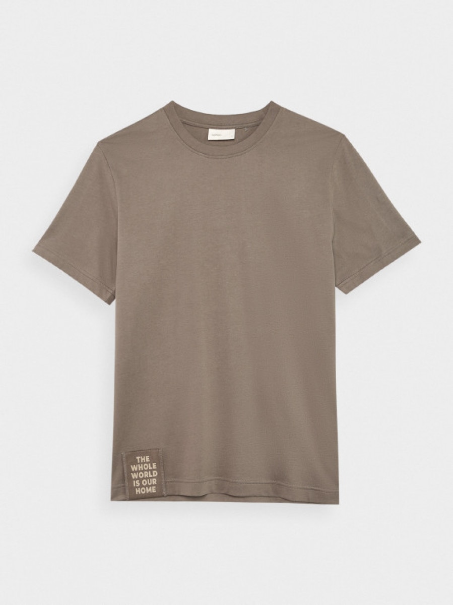T-shirt z nadrukiem męski - khaki