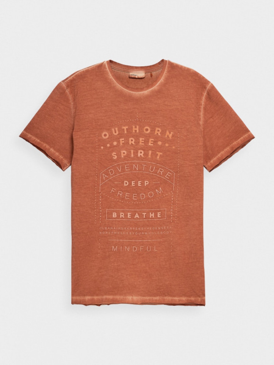 T-shirt z nadrukiem męski - czerwony