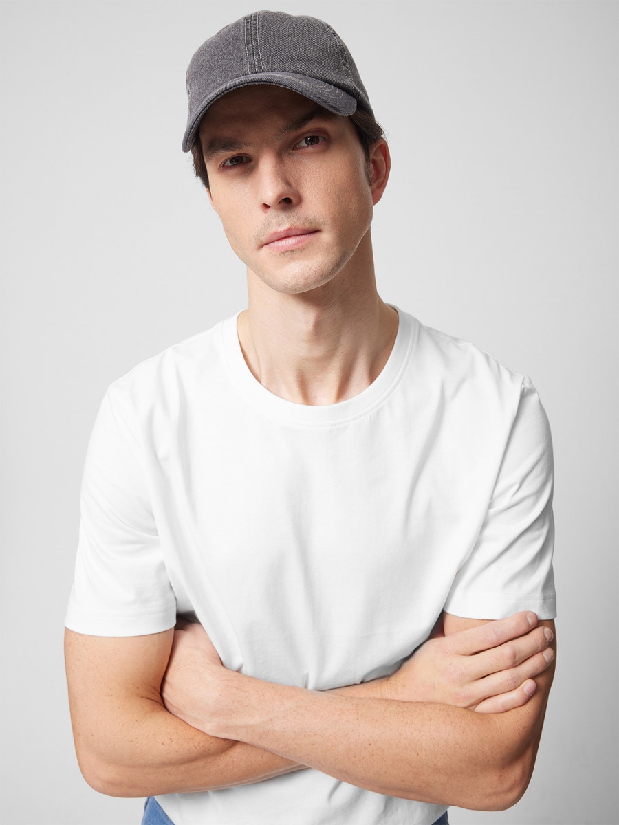 Czapka z daszkiem acid wash męska - czarna