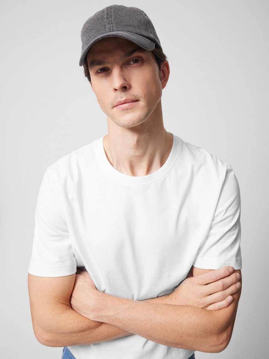 Czapka z daszkiem acid wash męska - czarna