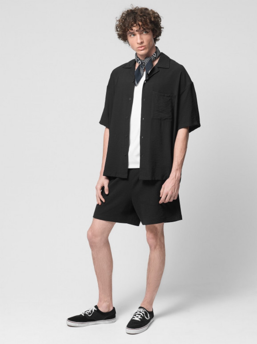 Spodenki z dzianiny waflowej męskie - czarne