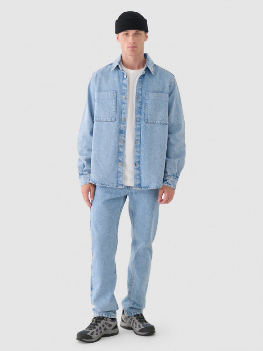 Jeansy straight z prostymi nogawkami męskie - niebieskie