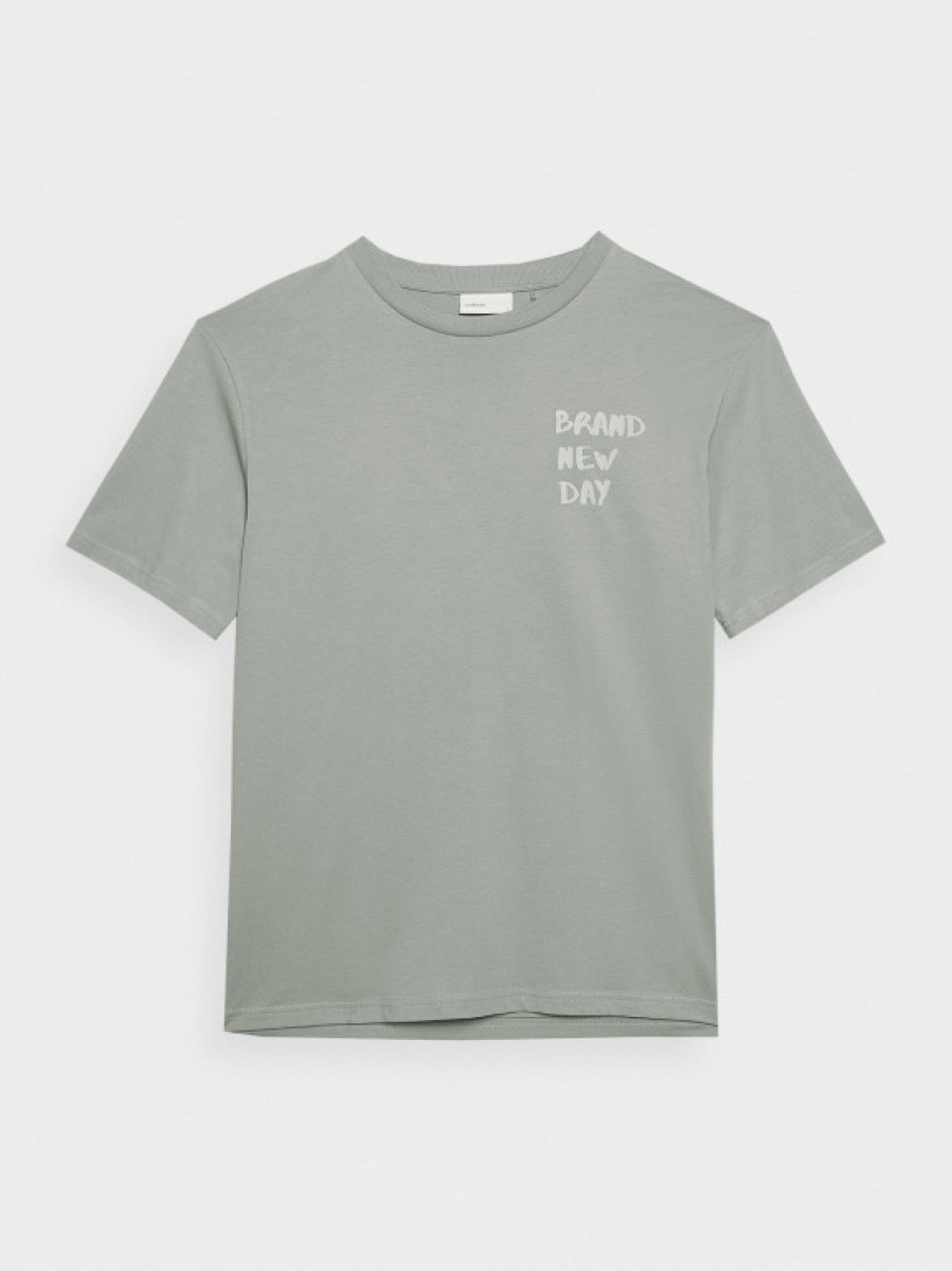 T-shirt z nadrukiem męski - miętowy