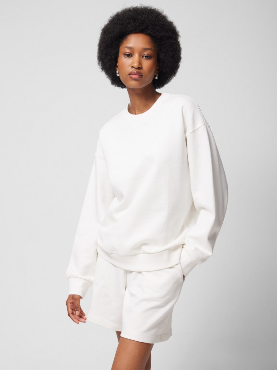 Bluza nierozpinana bez kaptura damska - złamana biel