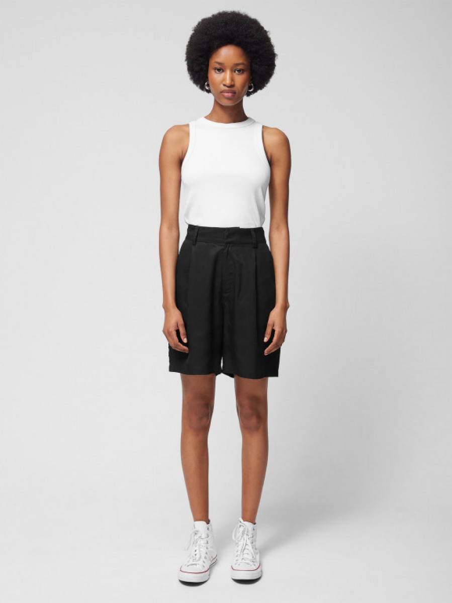 Spodenki tkaninowe z lyocellu damskie - czarne