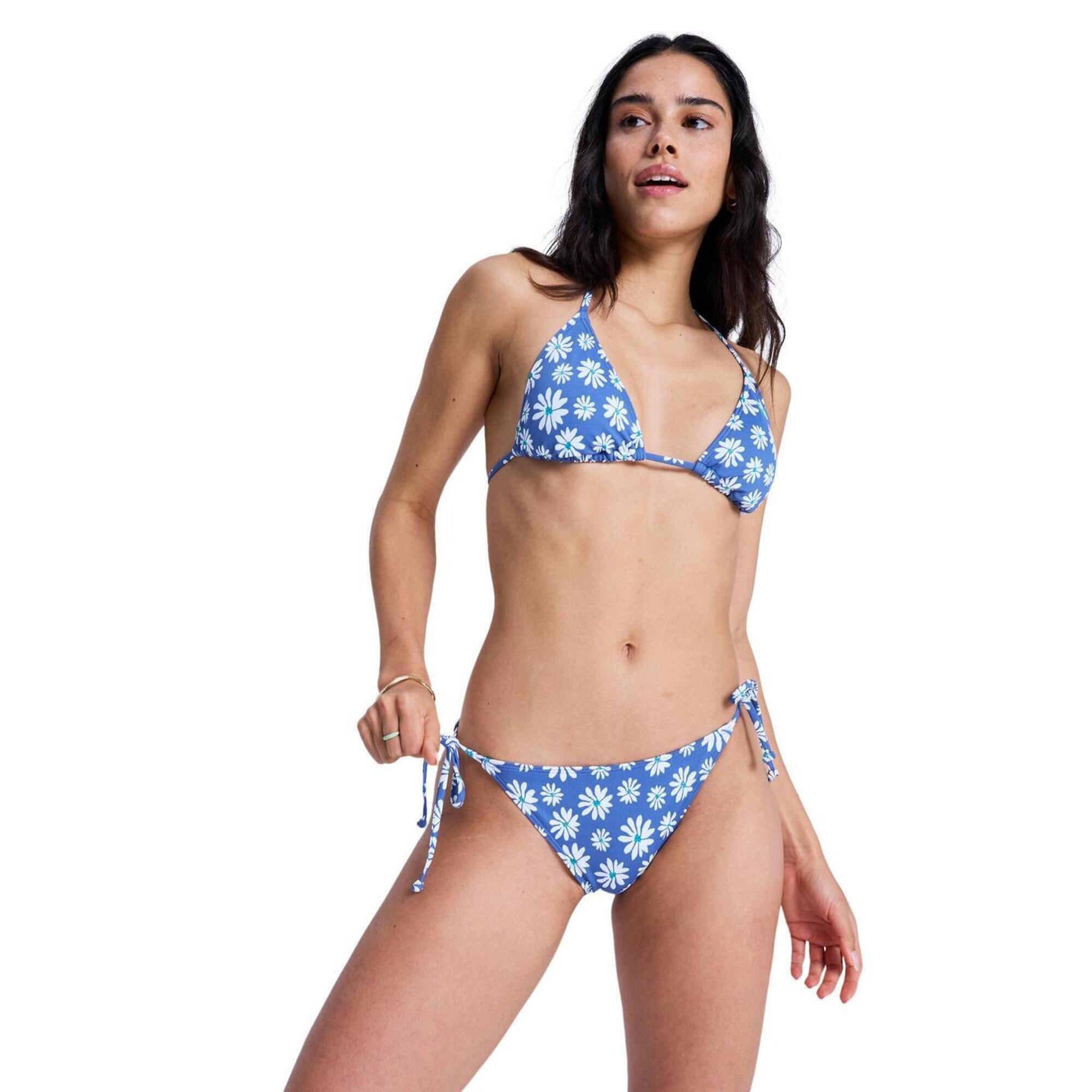 Majtki bikini wiązane z boku dla Kobiety PRINTED ESSENTIALS Niebieski