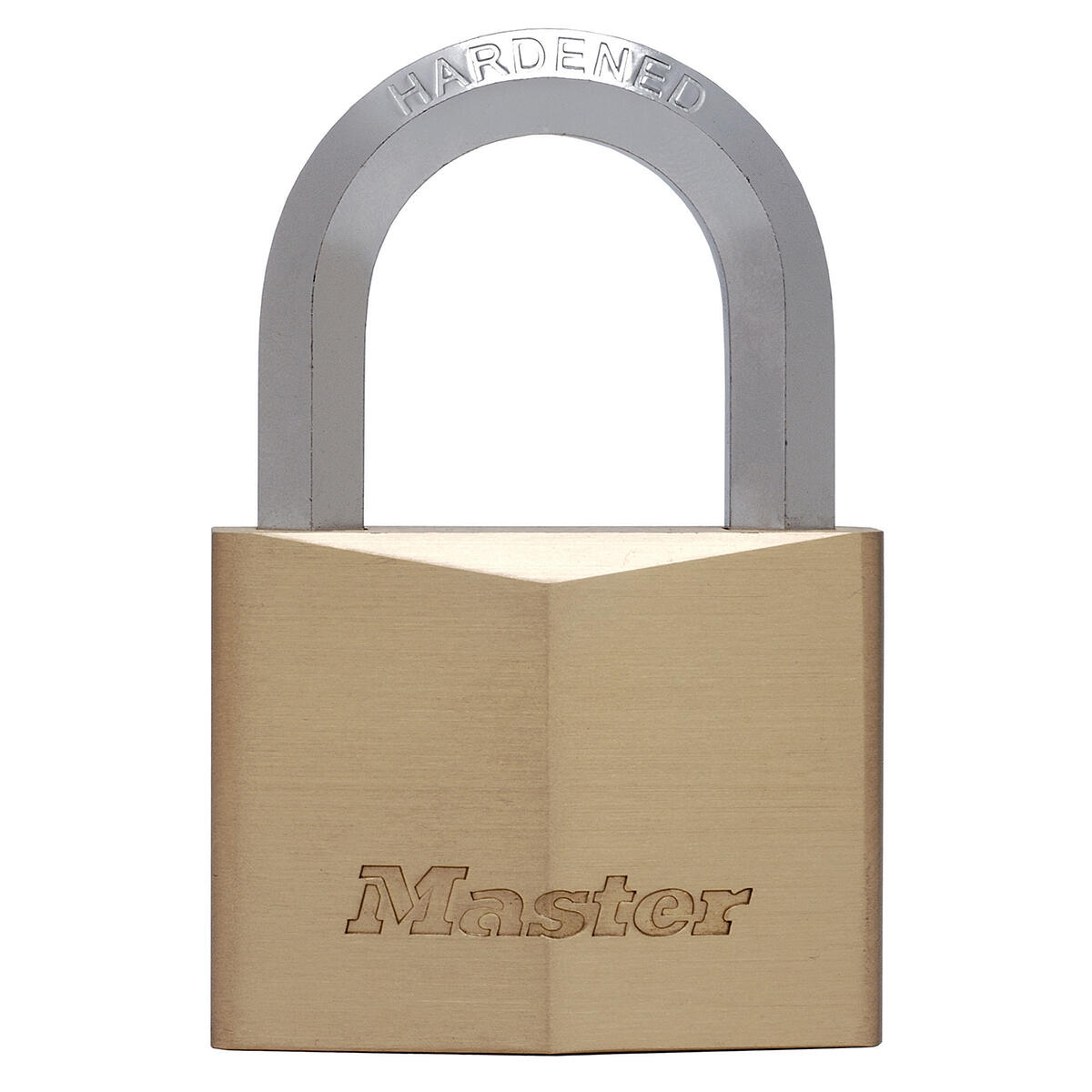 Mosiężna kłódka na klucz Master Lock 1165EURD z sześciokątnym kabłąkiem, złota