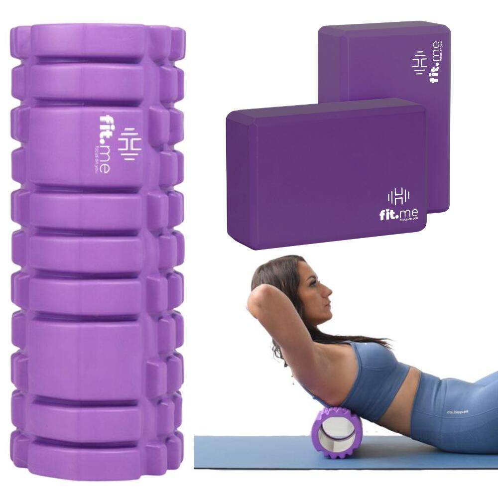 Zestaw roller z wypustkami + kostki do jogi Fit.Me