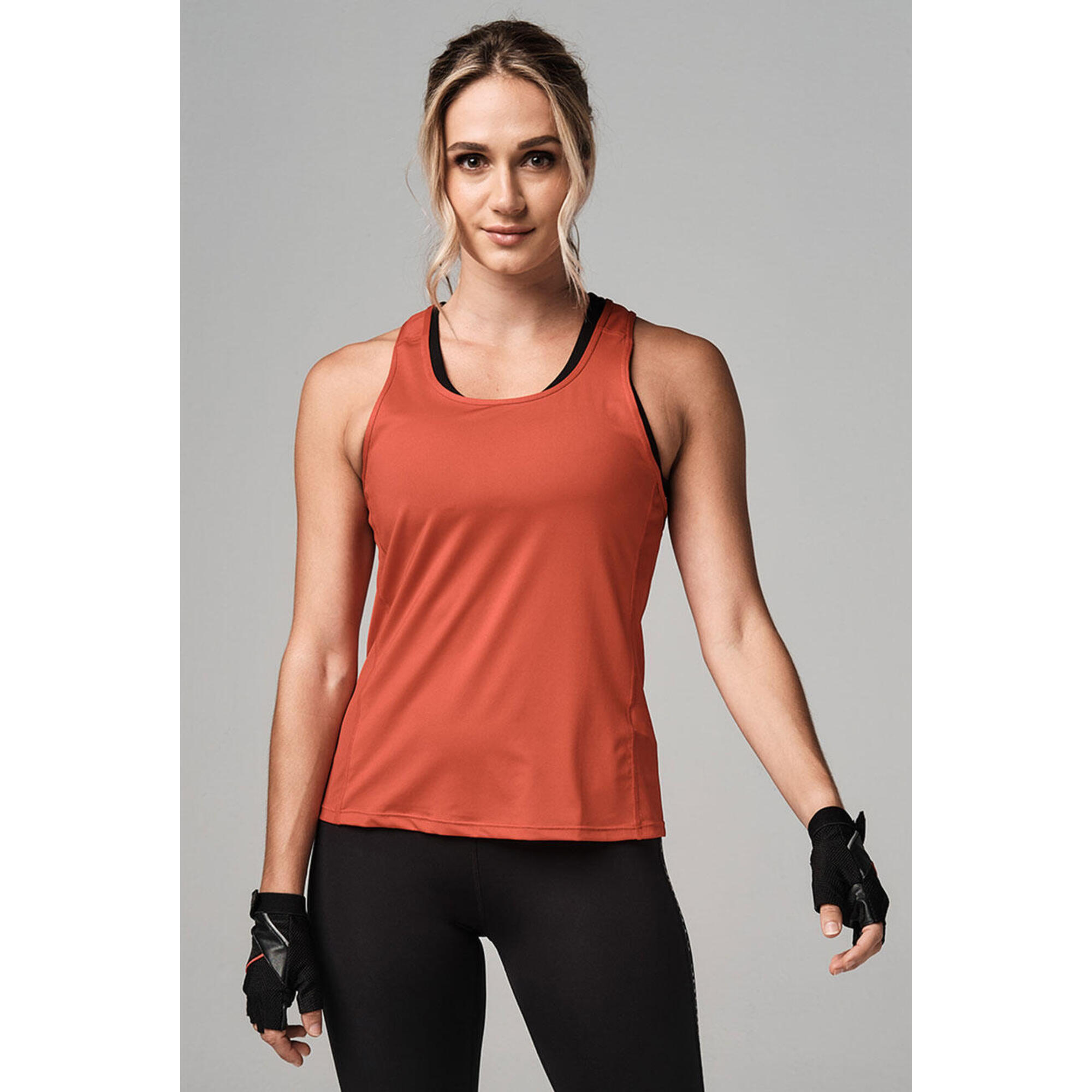 Koszulka fitness damska z siateczką czerwona STRONG ID