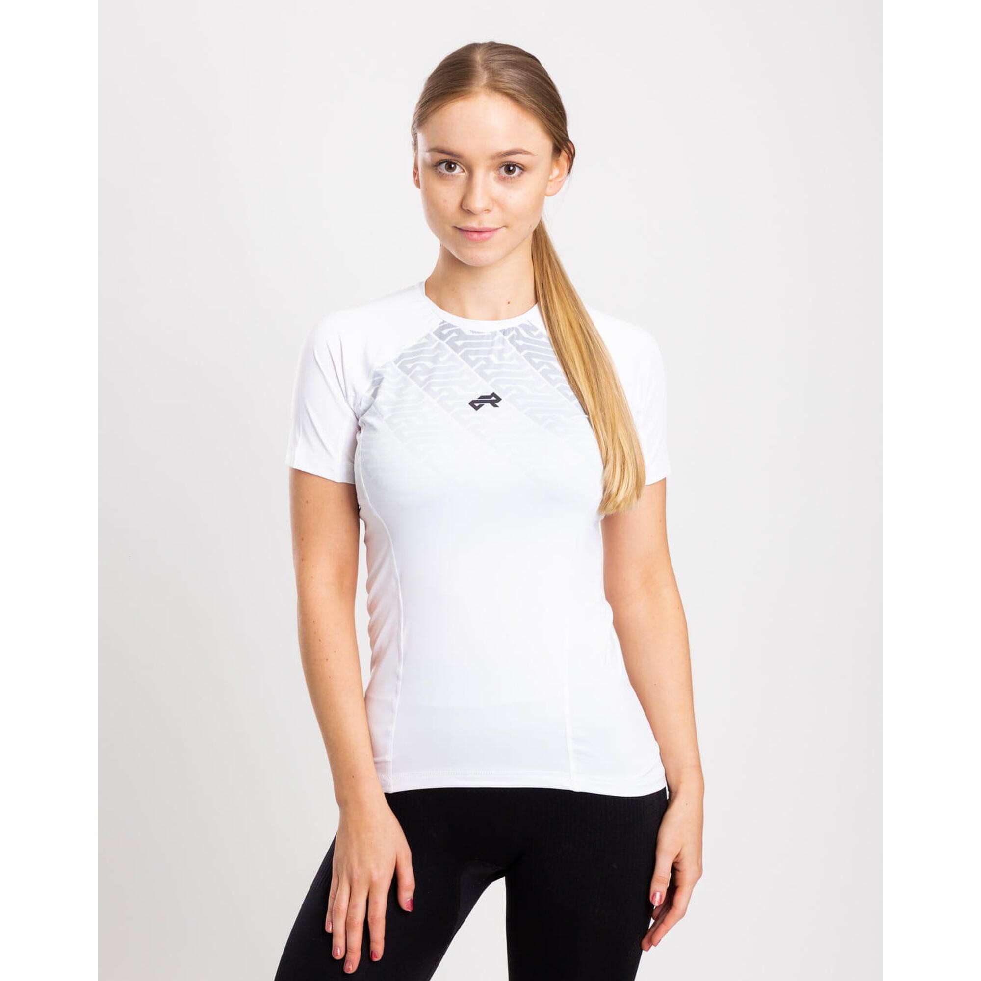 Koszulka do biegania damska AdRunaLine Multilogo Biała