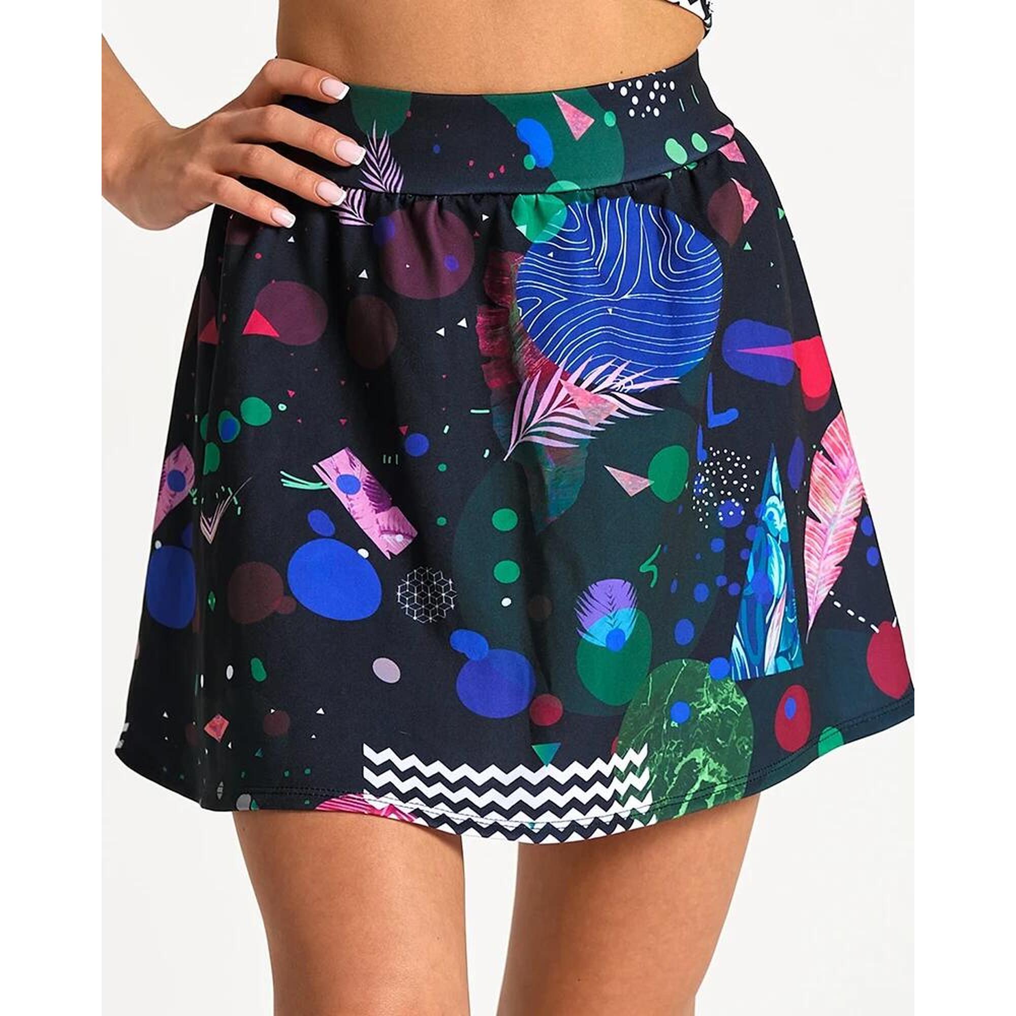 Spódniczka z szortami z kieszonką na zamek Black Abstract