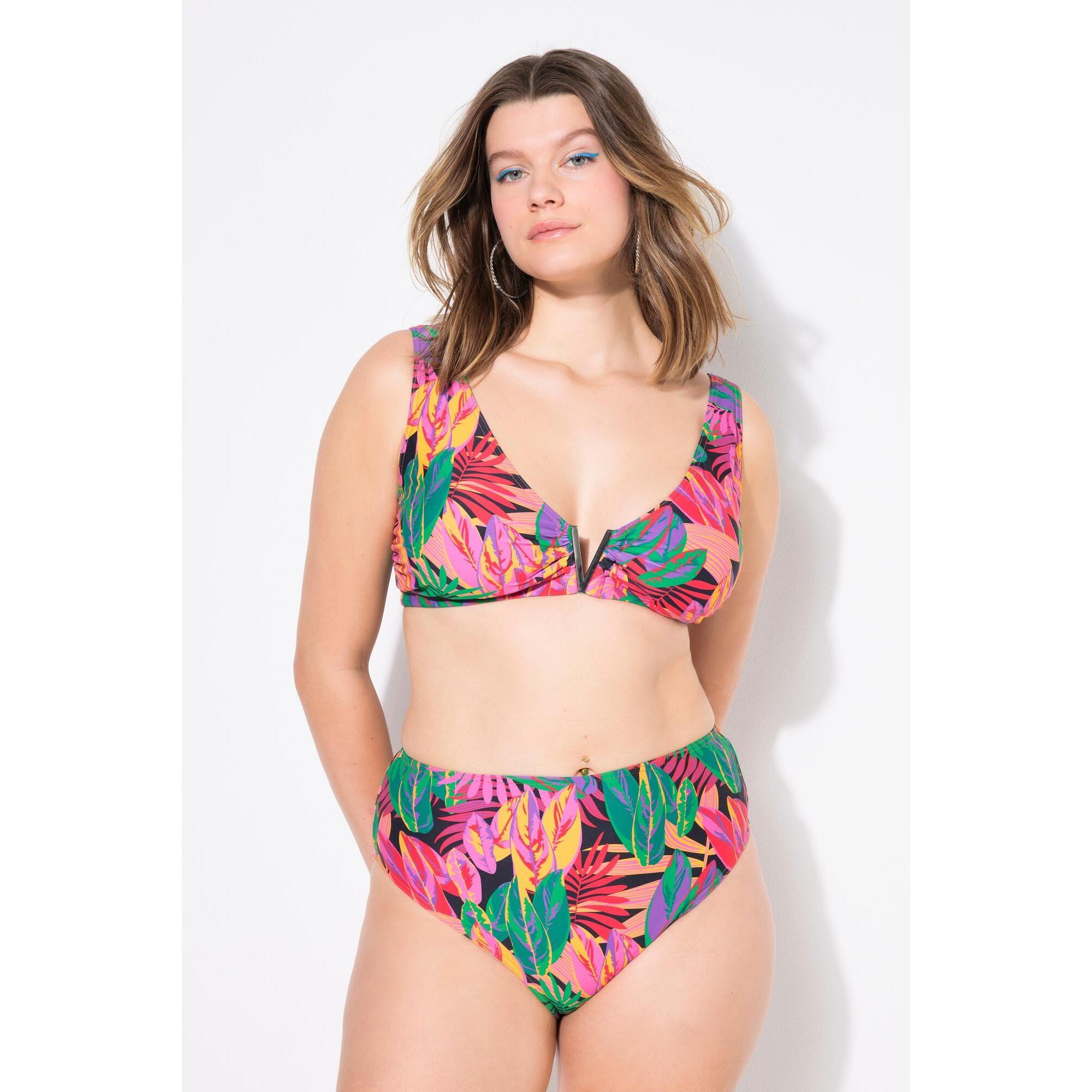 Damski Top od bikini miękkie miseczki nadruk dżungli falbana