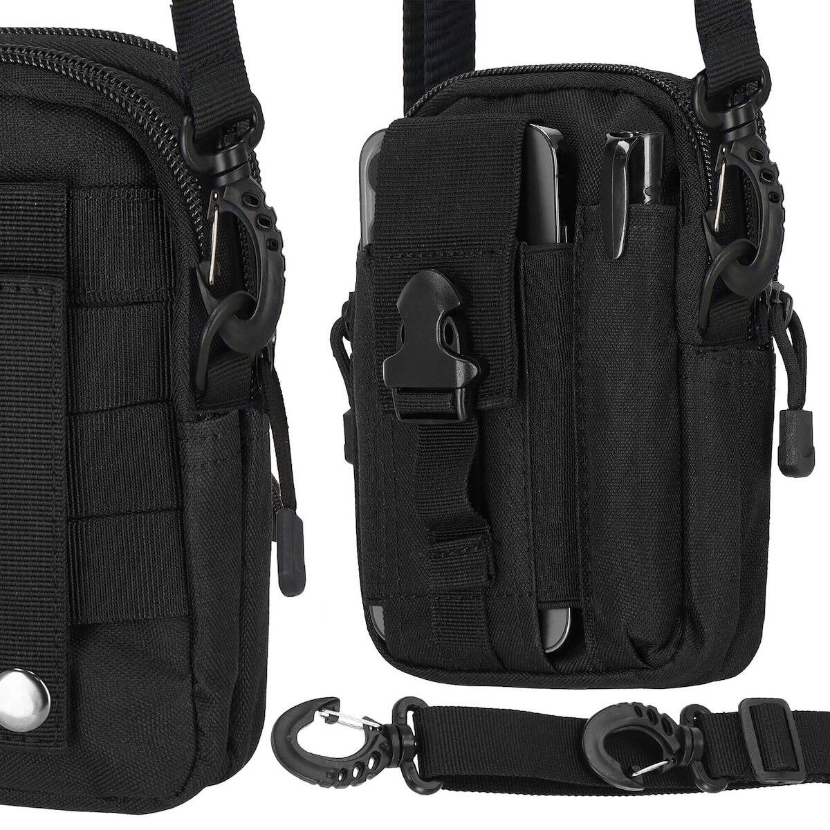 Saszetka biodrowa do paska nerka czarna 18x12x7 cm