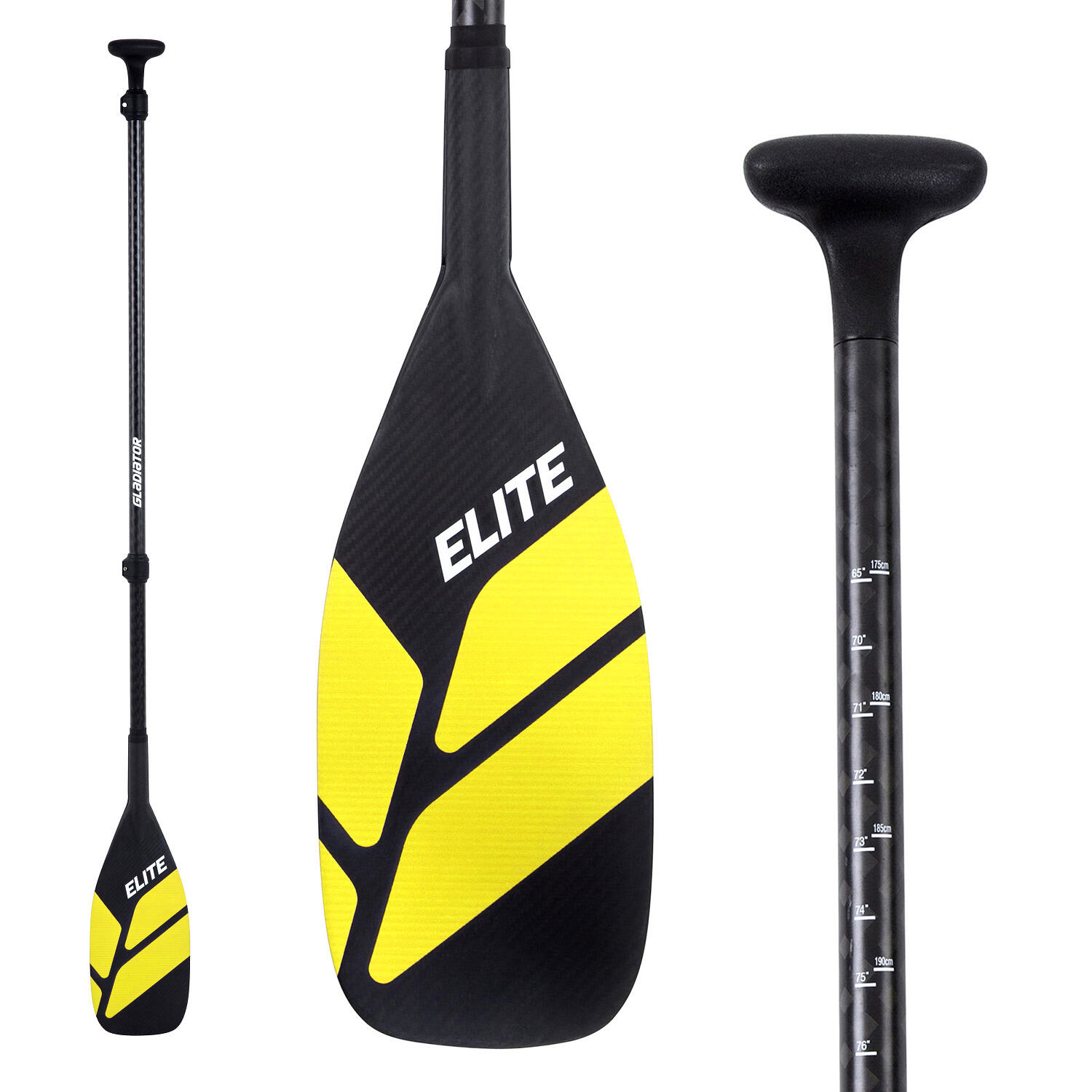 Wiosło SUP Gladiator Elite Full Carbon Yellow 3-częściowe