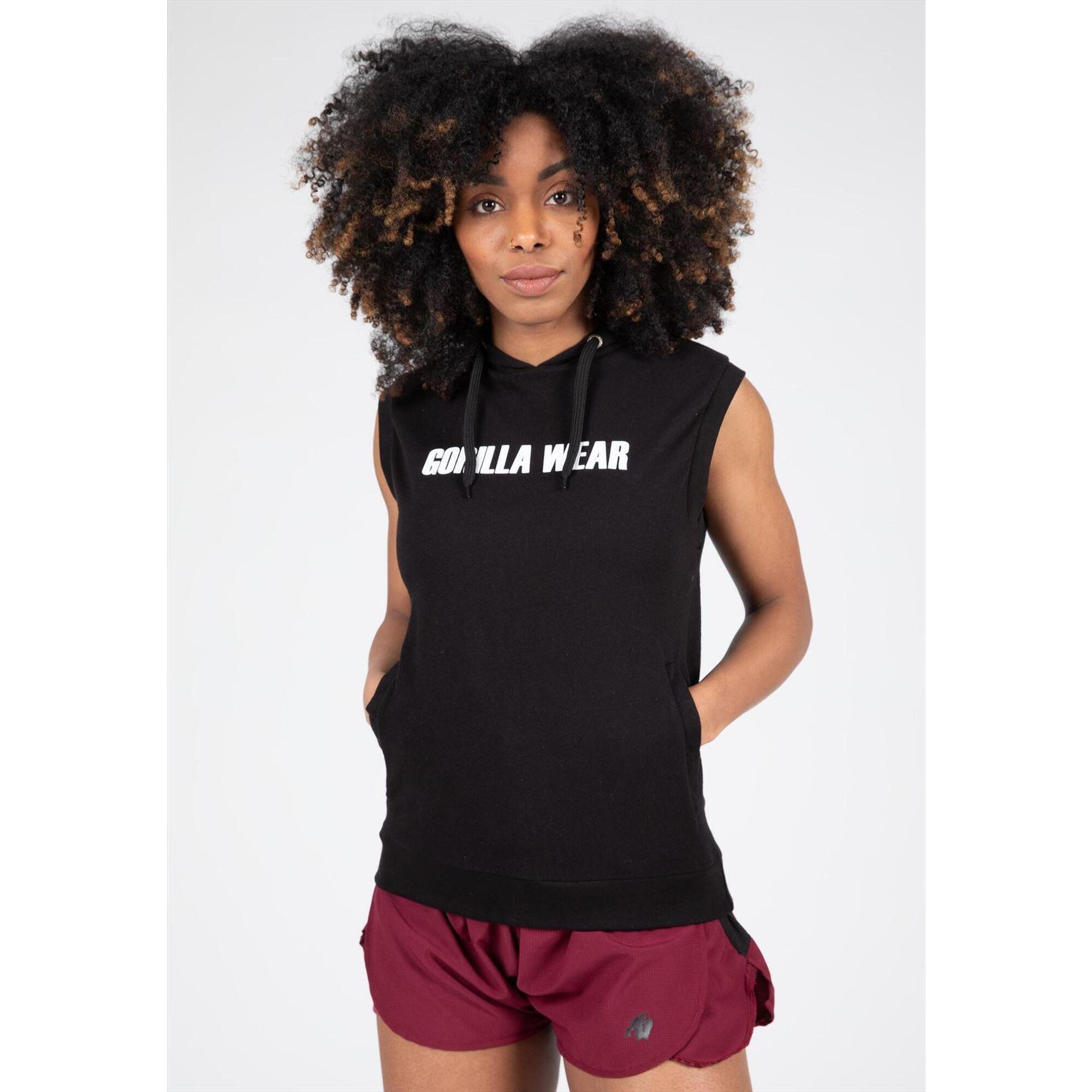 Virginia Bluza z kapturem bez rękawów - Czarny