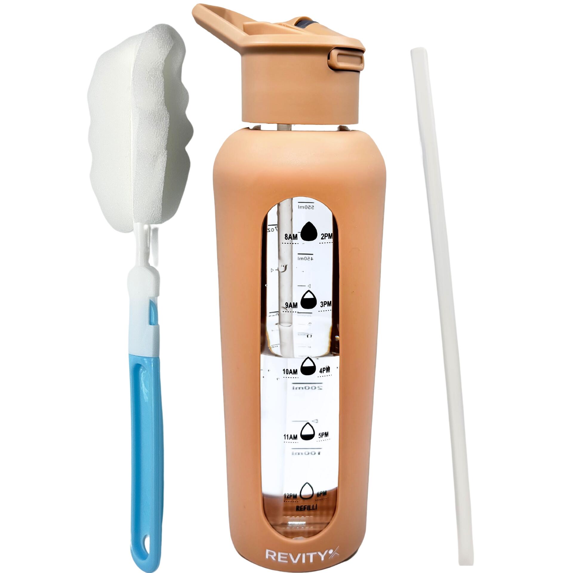 Butelka na wodę motywacyjna 700 ml szklana z silikonowym pokrowcem i dziubkiem