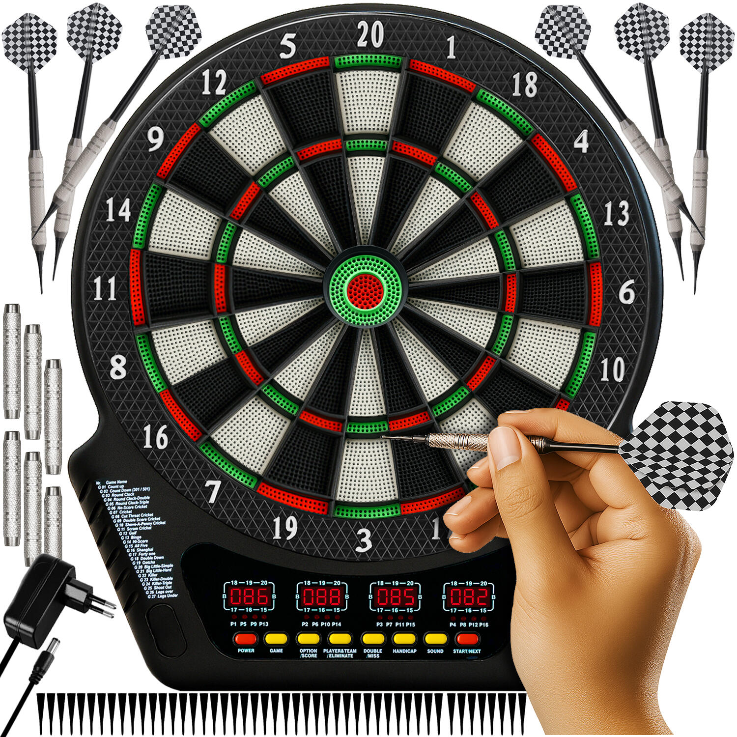 Tarcza Elektroniczna do Gry w Dart + Rzutki Lotki Darta 6 Rzutek