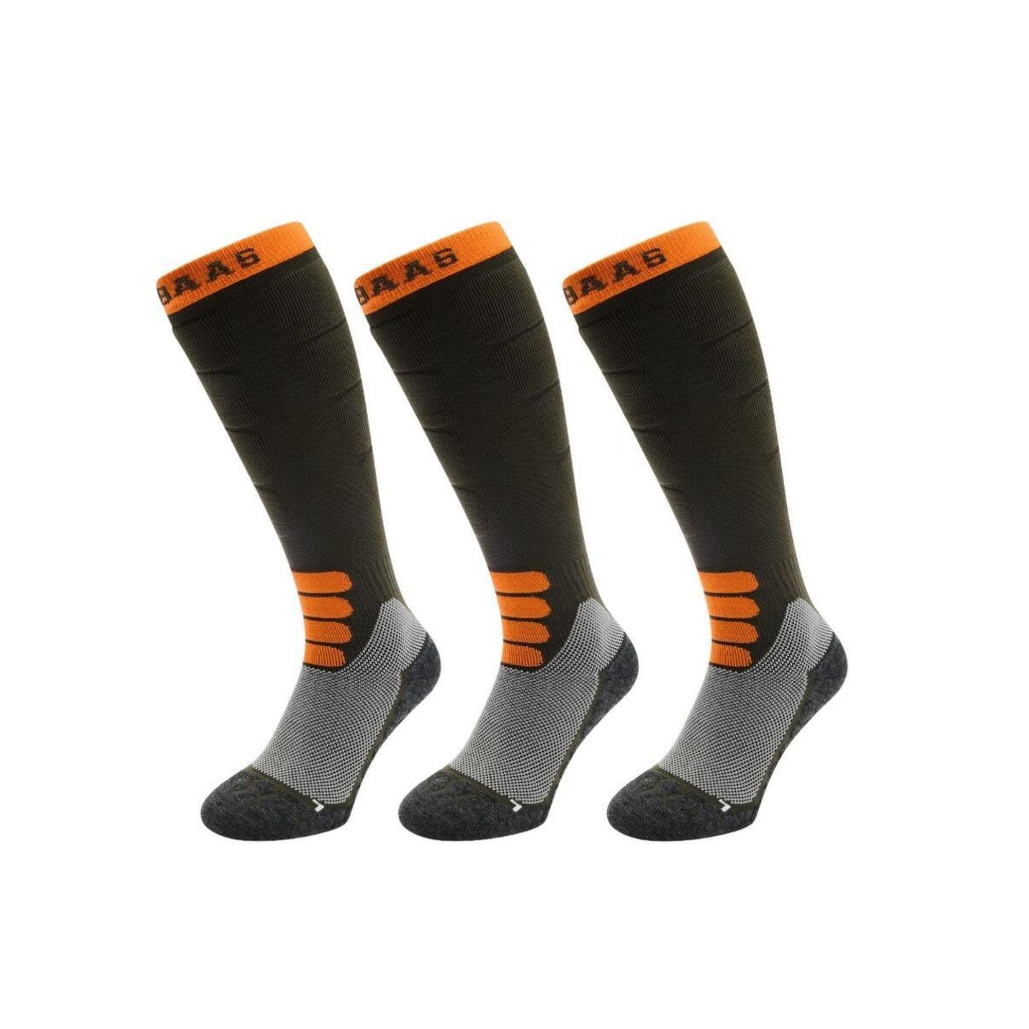 Skarpety narciarskie - wełna merino Pro - 3 pary - oliwkowo-zielone