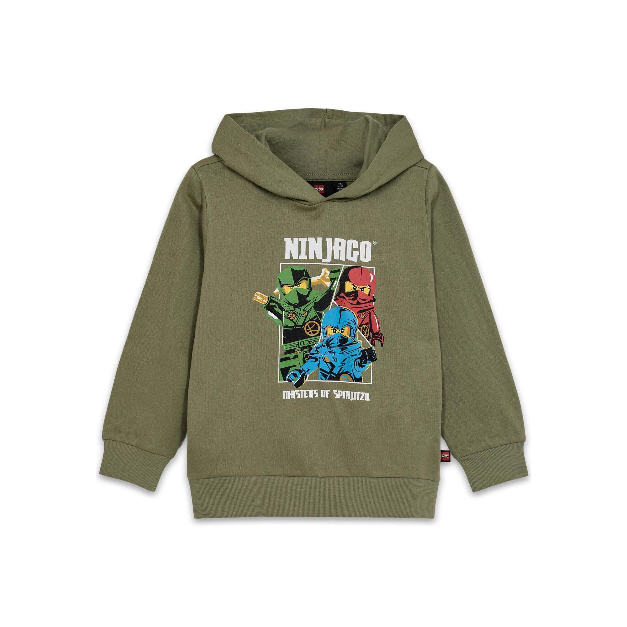 Bluza dziecięca LEGO Ninjago Scout 600 z kapturem, bawełna organiczna, zielona.