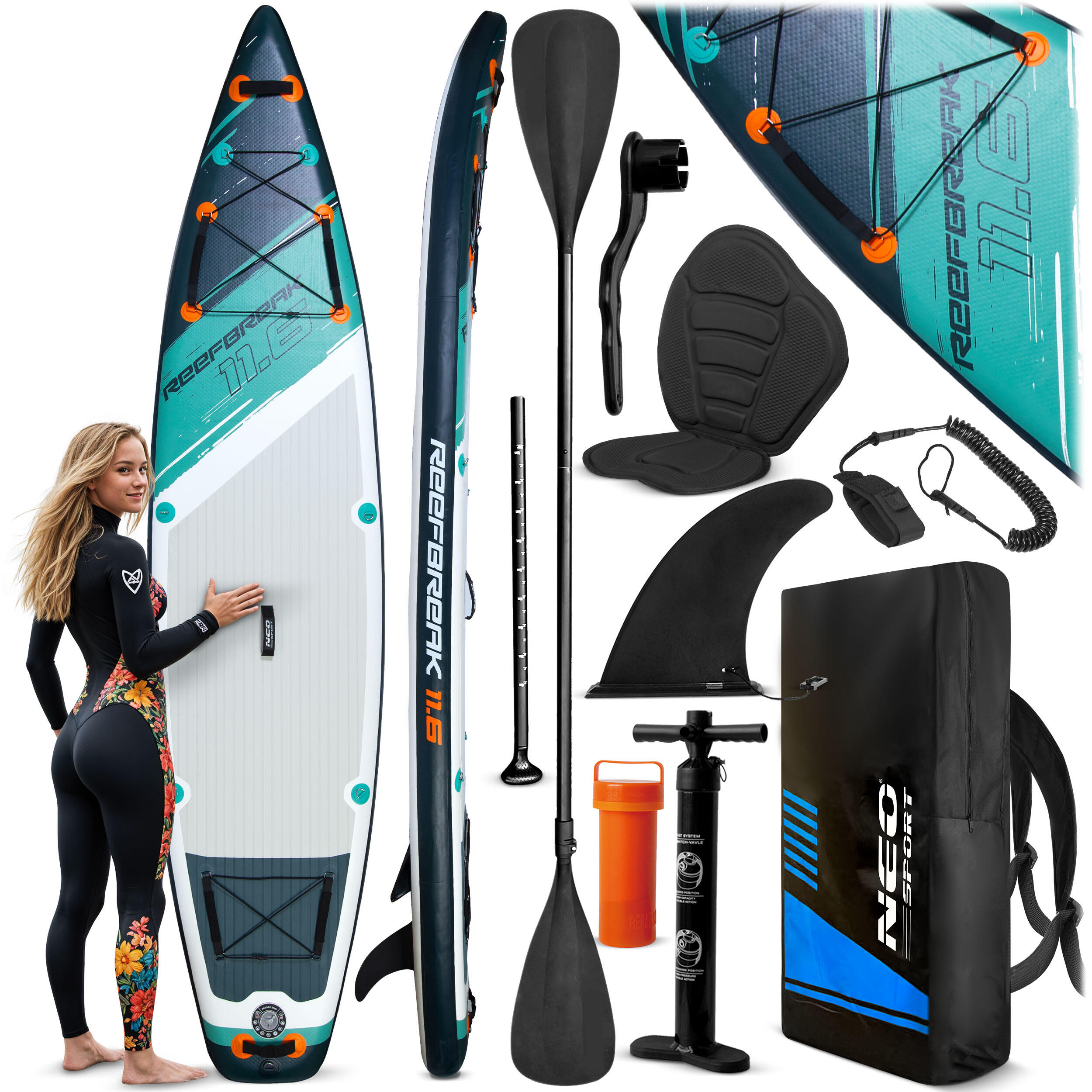 Deska SUP do pływania pompowana Paddle Reefbreak 350cm Neo-Sport