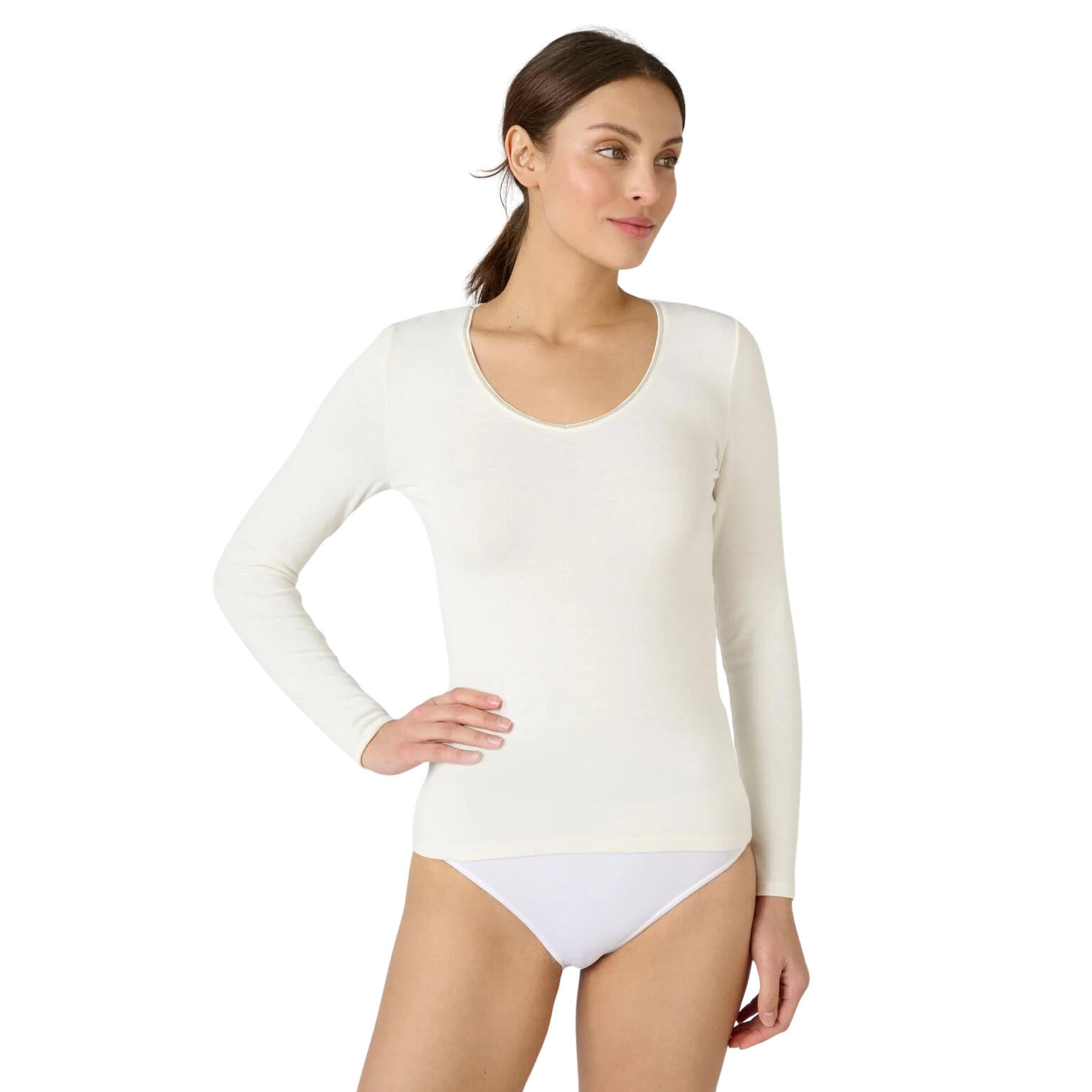 T-shirt damski z długim rękawem thermolactyl sensitive Damart