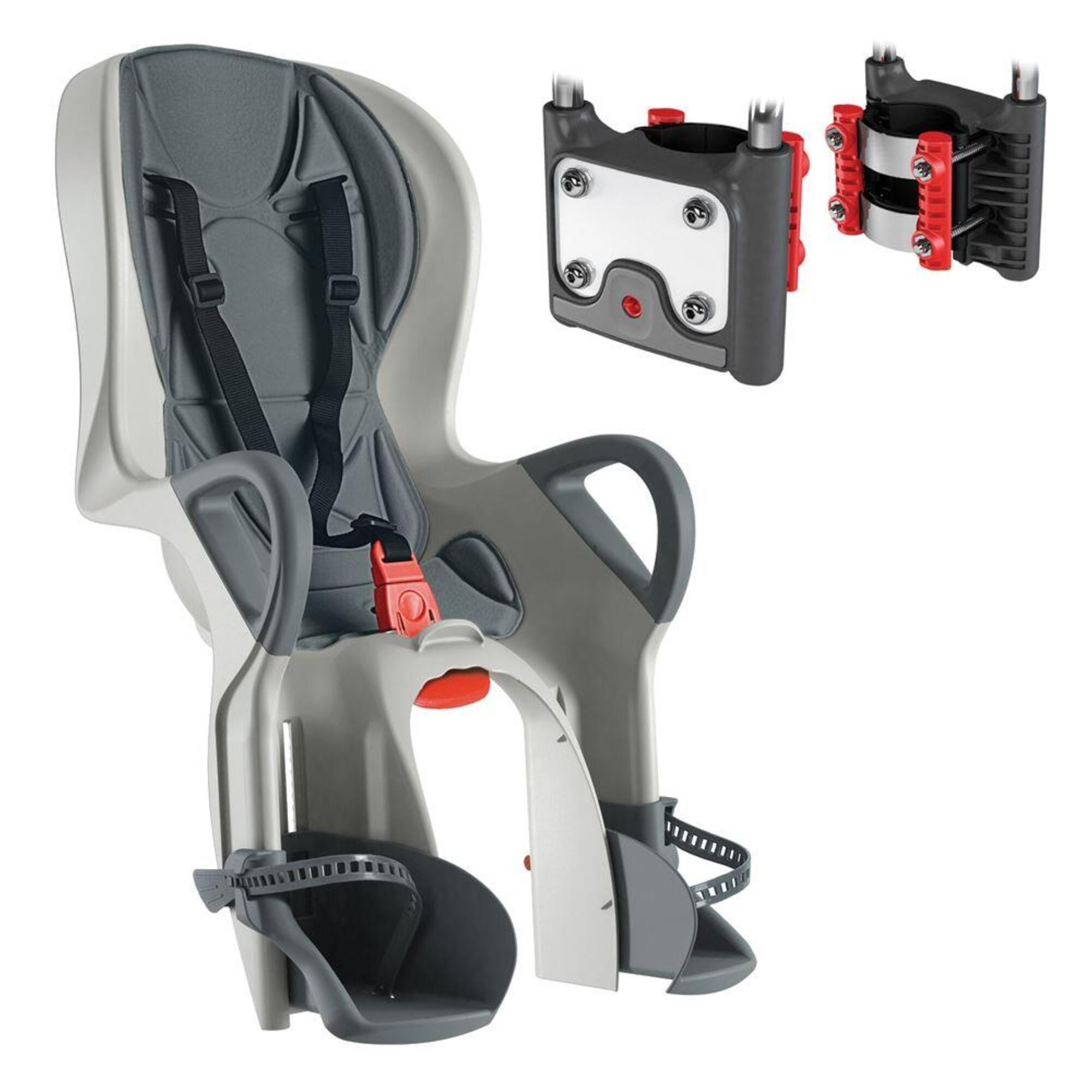 Fotelik rowerowy dziecięcy tylny na ramę Okbaby 10+ Srebrny/ciemnoszary