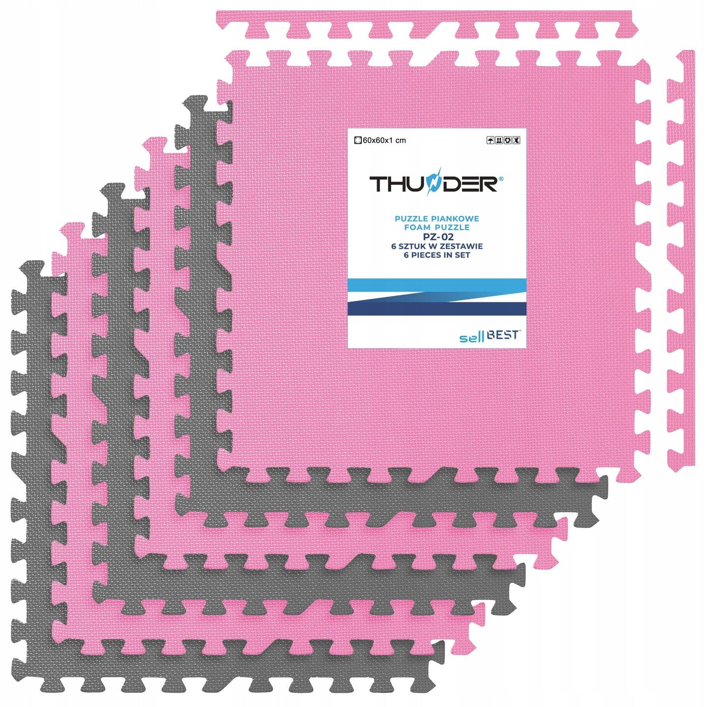 Mata puzzle pod sprzęt do ćwiczeń Thunder 6 szt. 1cm ochrona 60x60cm