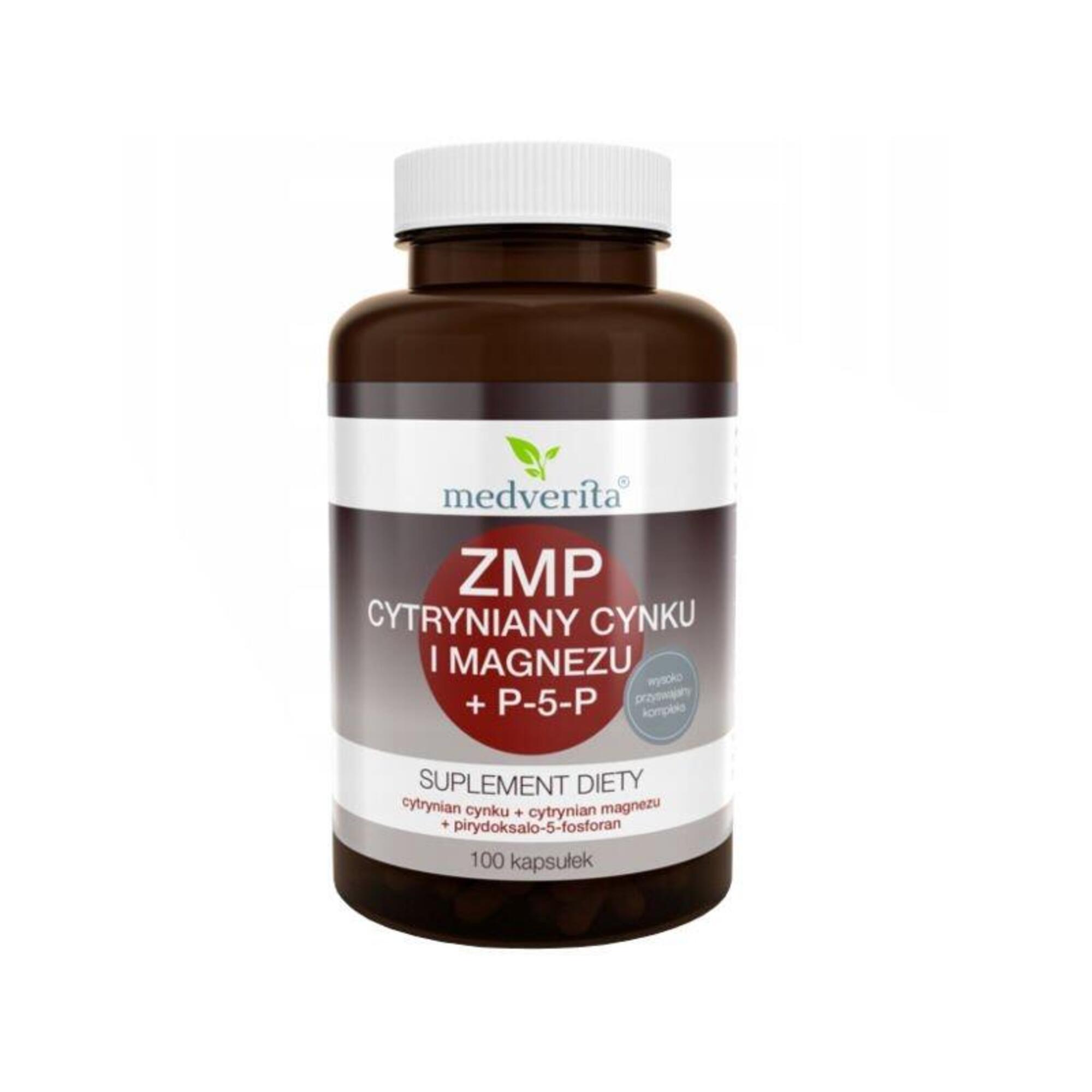 ZMP Cytryniany Zn i Mg + P-5-P MEDVERITA 100 kaps