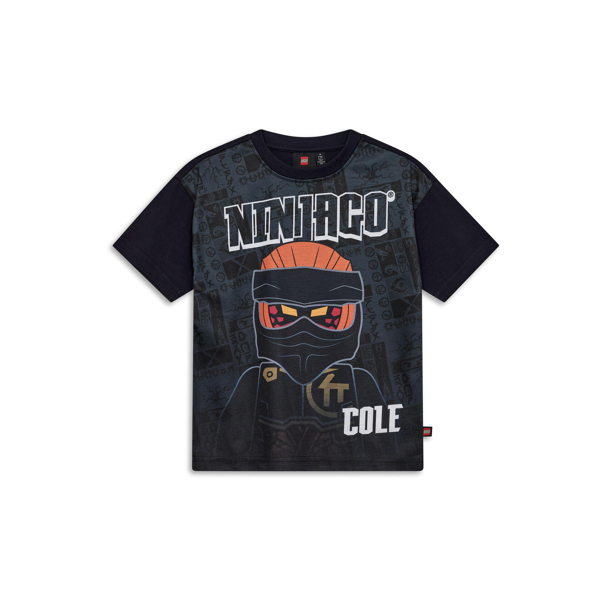 Koszulka dziecięca LEGO NINJAGO z bio bawełny Taffy 118, czarna.