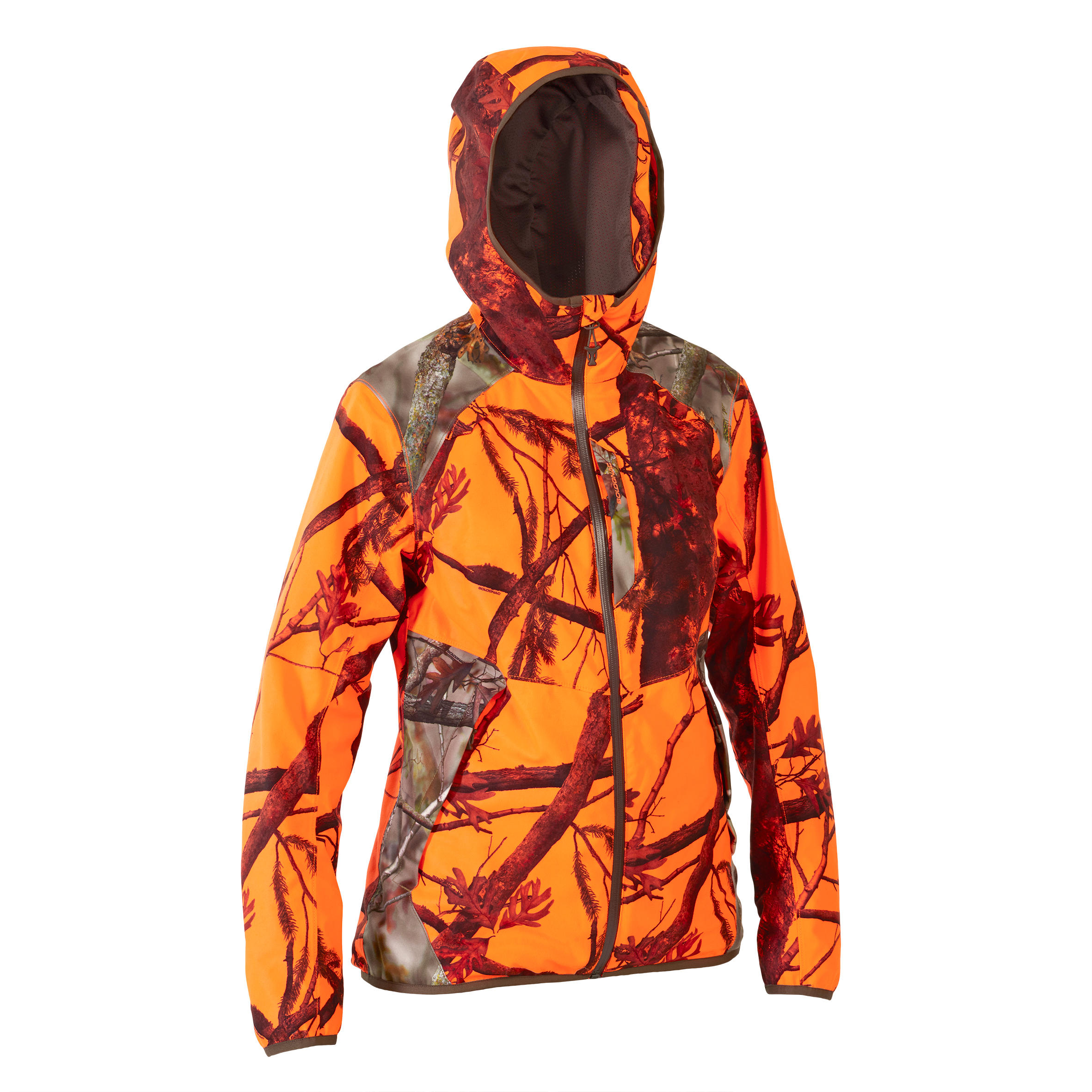 Kurtka outdoor damska wodoodporna SOLOGNAC 500 camo fluo