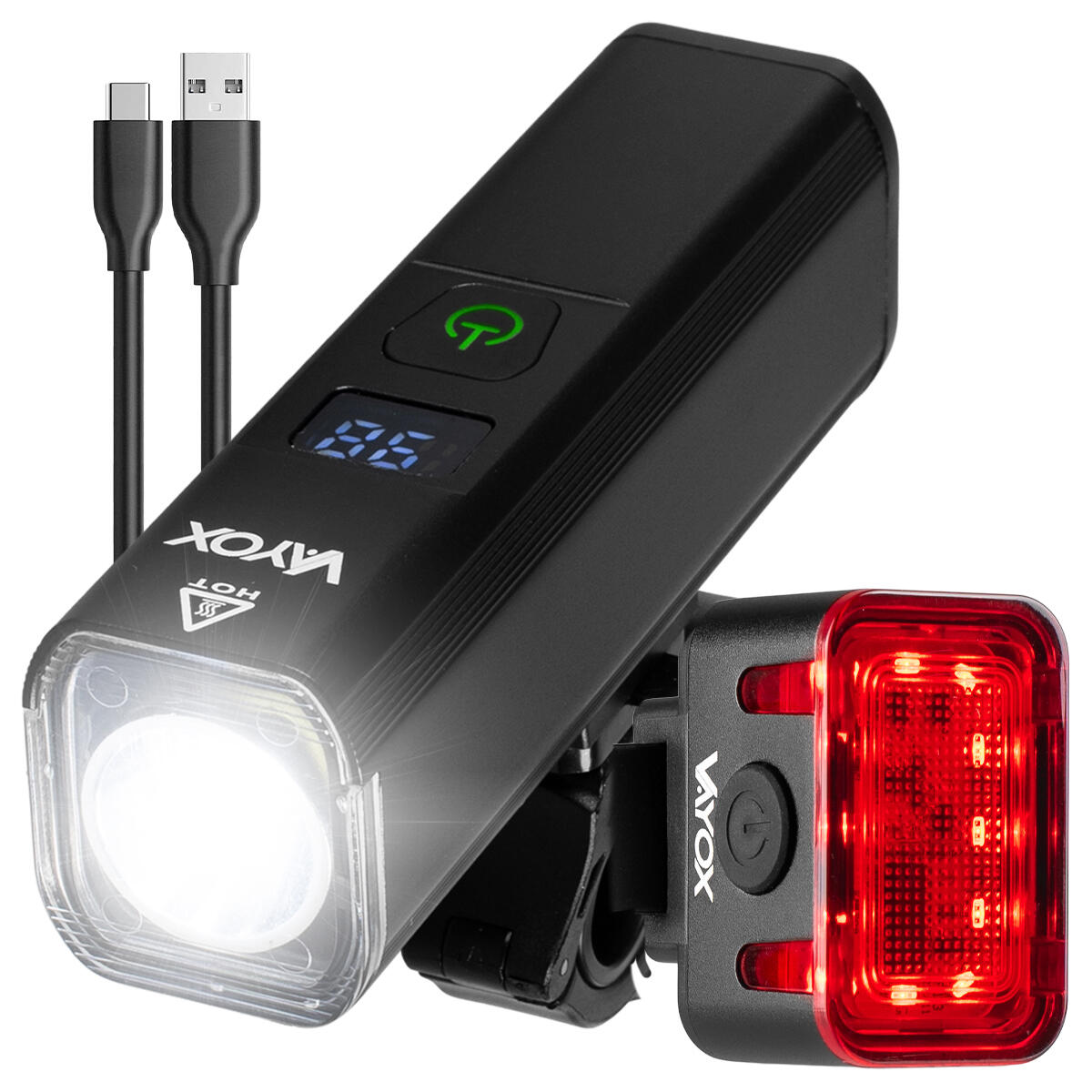 Zestaw lampek rowerowych VAYOX VA0071 + VA0152 przednia i tylna USB-C