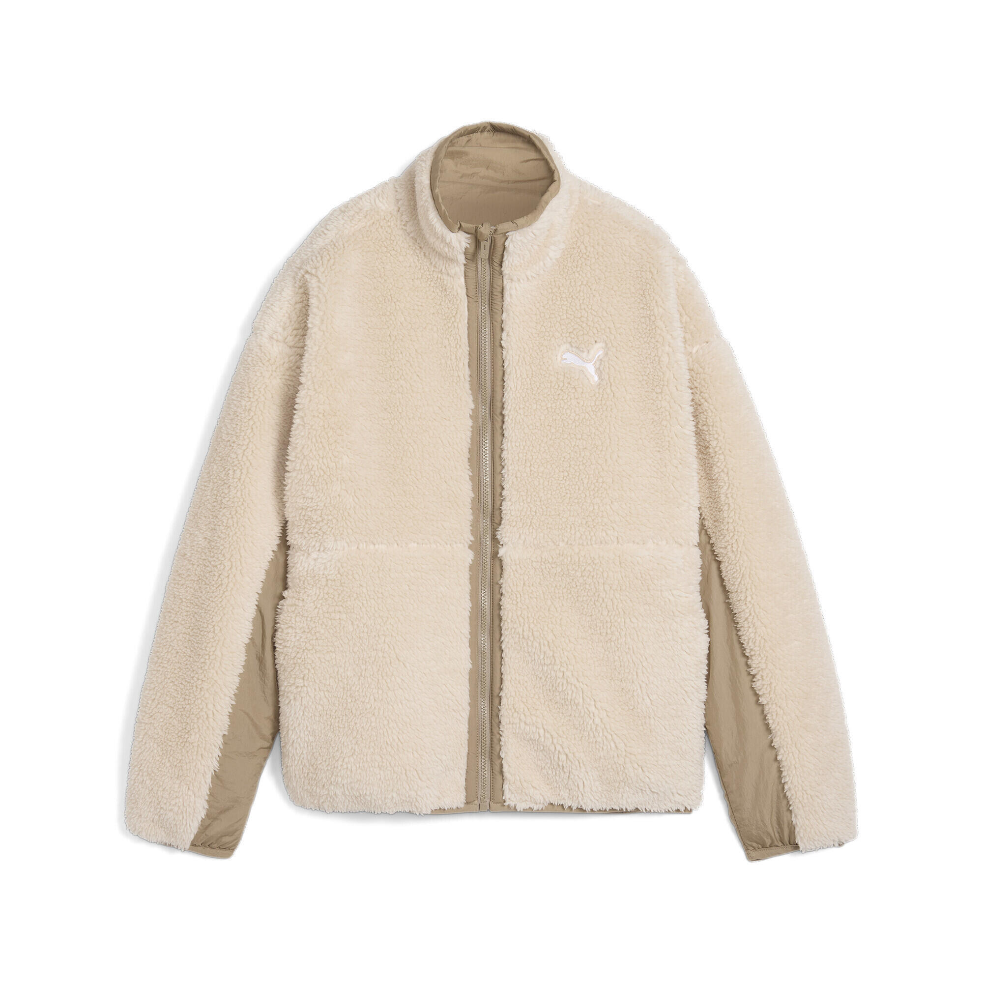 Damska dwustronna kurtka sherpa PUMA Oak Branch Beige
