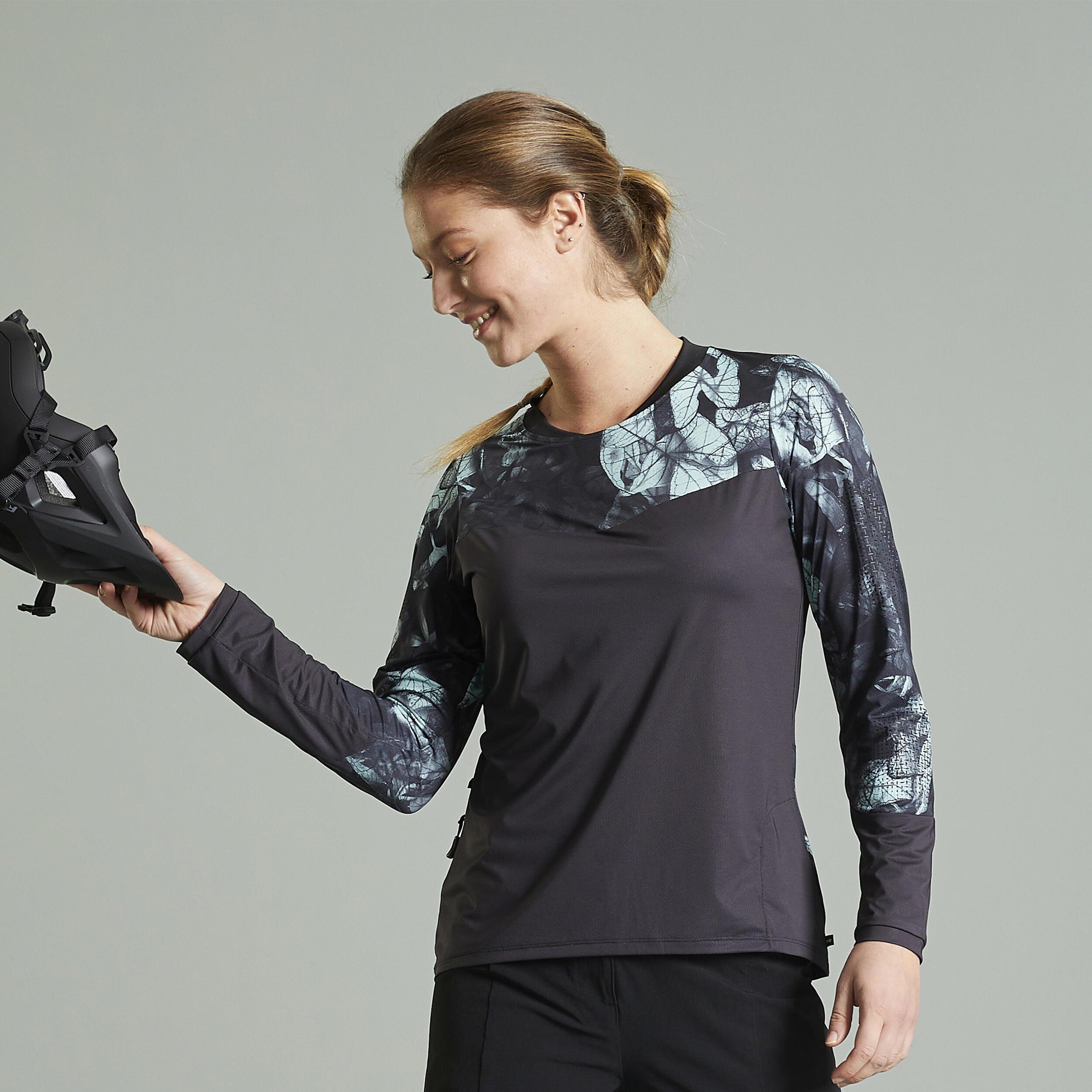 Koszulka rowerowa MTB damska Rockrider Expl 500 długi rękaw