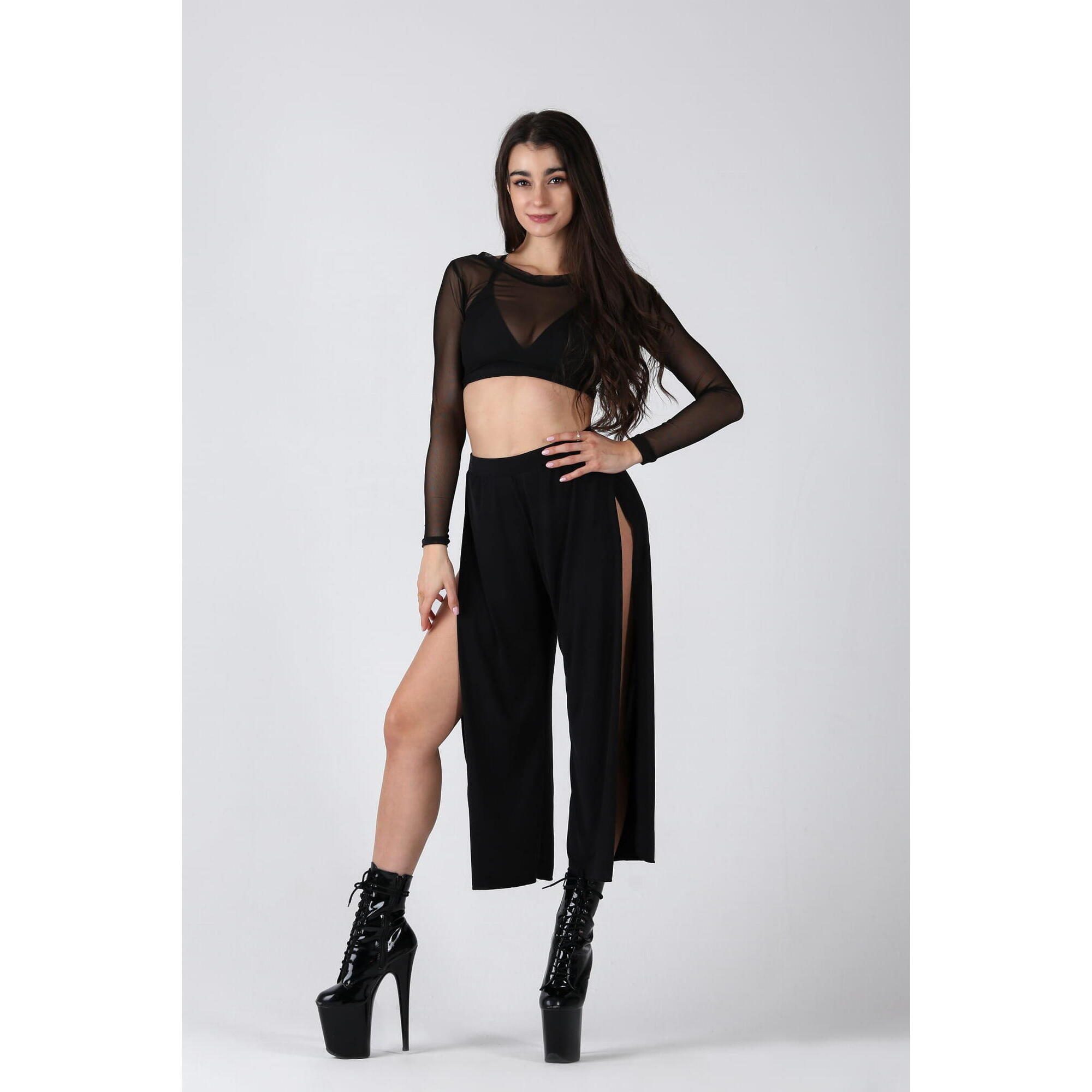 Spodnie do tańca pole dance Rev Activ Sensual z rozcięciami długie