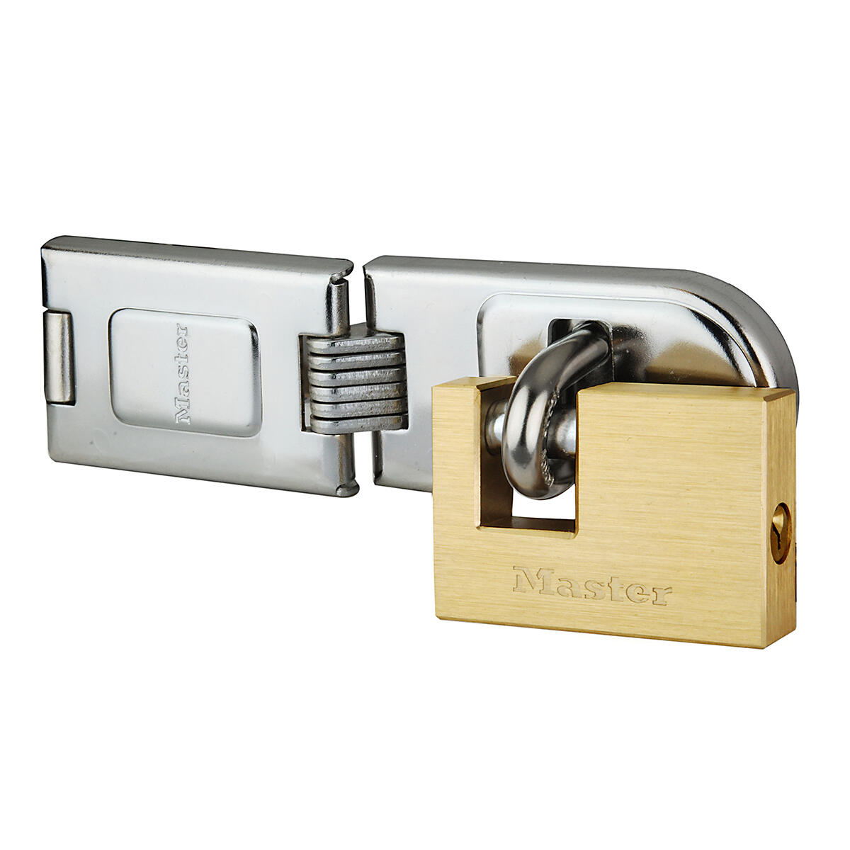 Zestaw Master Lock 606720EURD ze skoblem do drzwi i prostokątną kłódką na klucz