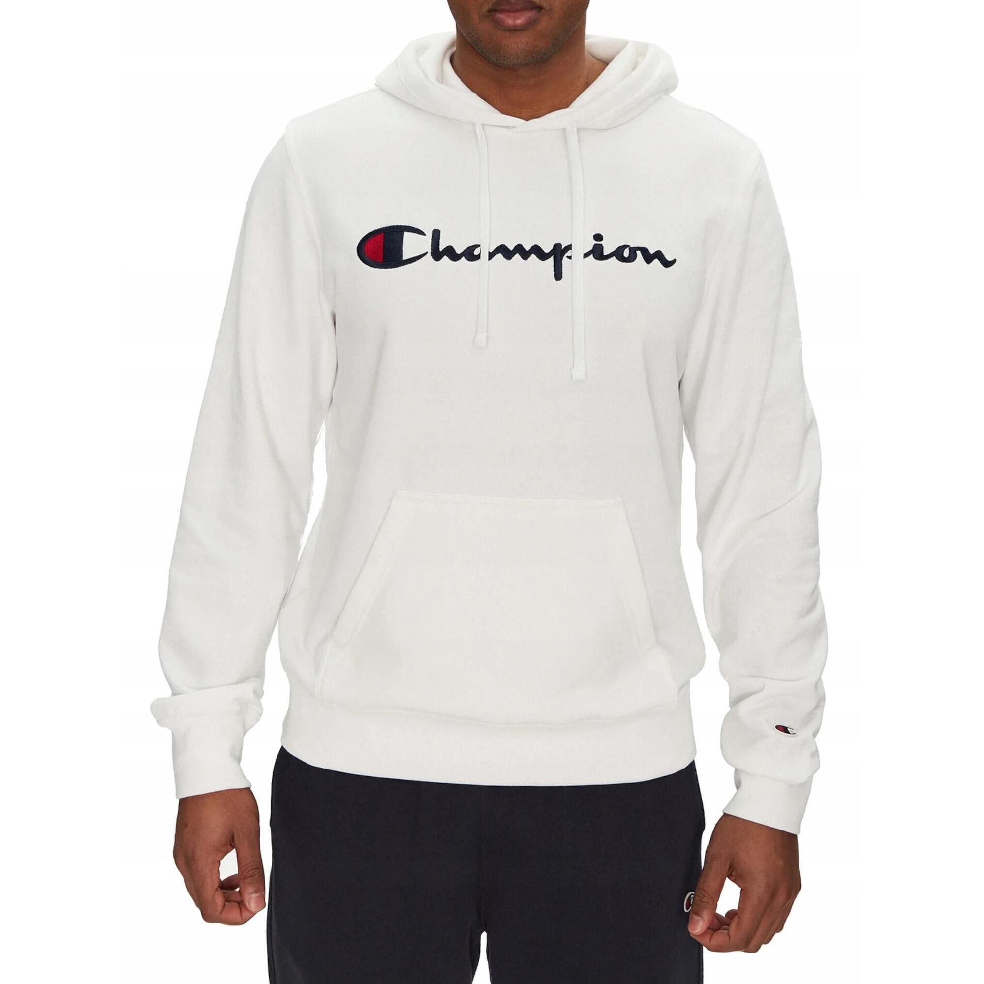 BLUZA męska CHAMPION 220726-WW001 kangurka z kapturem bawełniana biała L