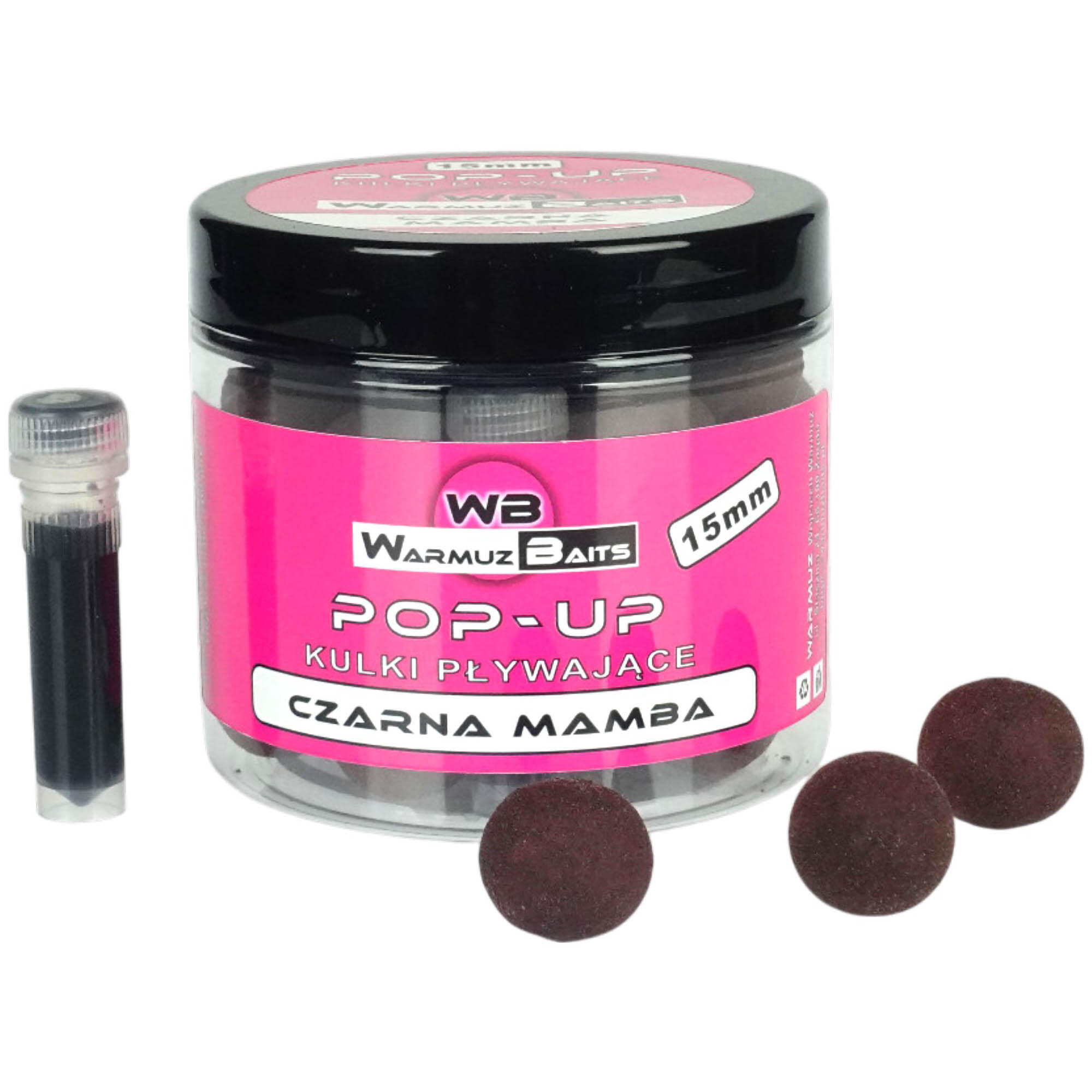 Przynęta Kulki Warmuz Baits Pop Up Czarna Mamba 15Mm 150Ml + Dopalacz