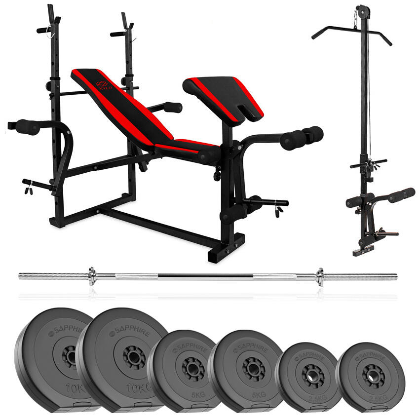 Zestaw kulturystyczny Sapphire SG 71kg z ławką XG-500 z wyciągiem