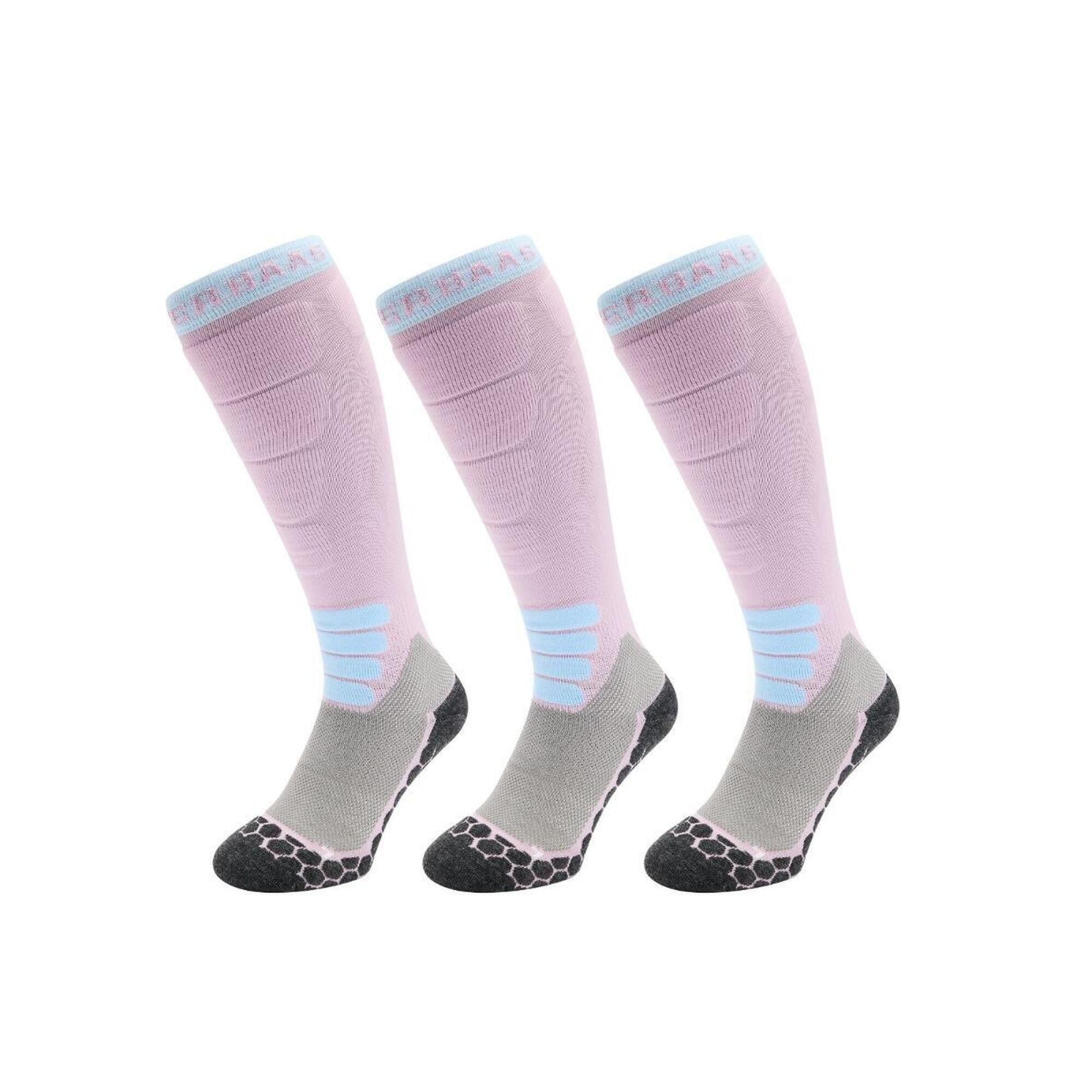 Skarpety narciarskie Powder Boss damskie z wełny merino Pro, 3 sztuki, fioletowe