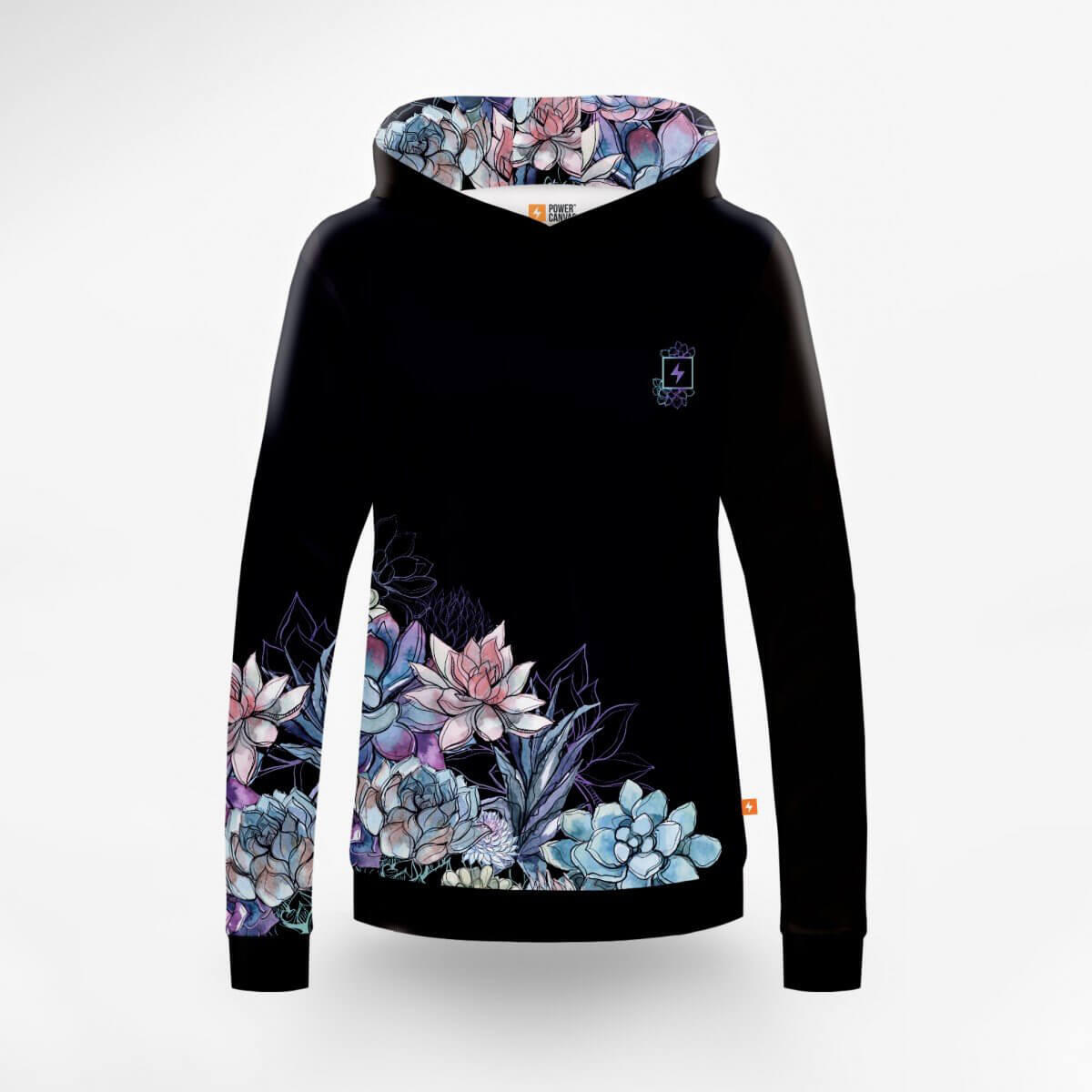 Bluza sportowa z kapturem Power Canvas - Floral sketch damska
